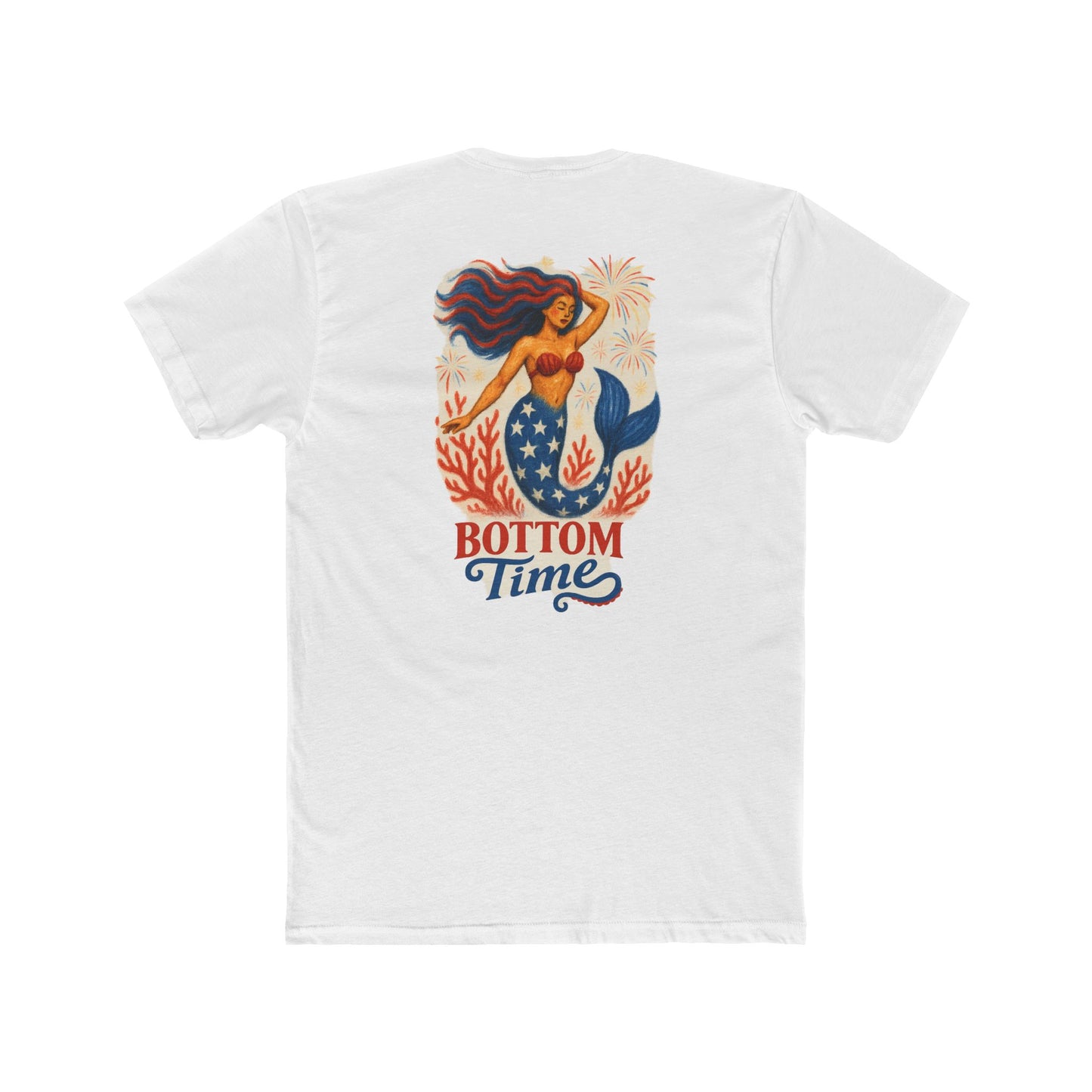 Mermaid Graphic Tee, Ocean Lover Gift, Bottom Time Shirt, 4th of July Shirt, Patriotic Shirt, Beachwear, Summer Apparel, Nautical Fashion, Gift for Mermaid Lovers
