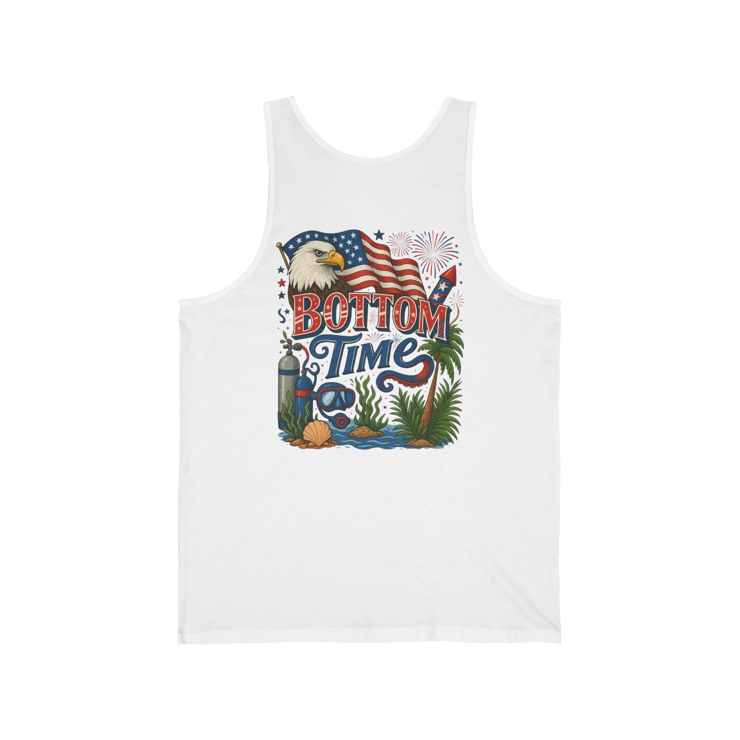 4th of July Tank for men, Patriotic Unisex Jersey Tank - Bottom Time Design, Summer Tops, Festival Wear, Beach Gear, Casual Outfit