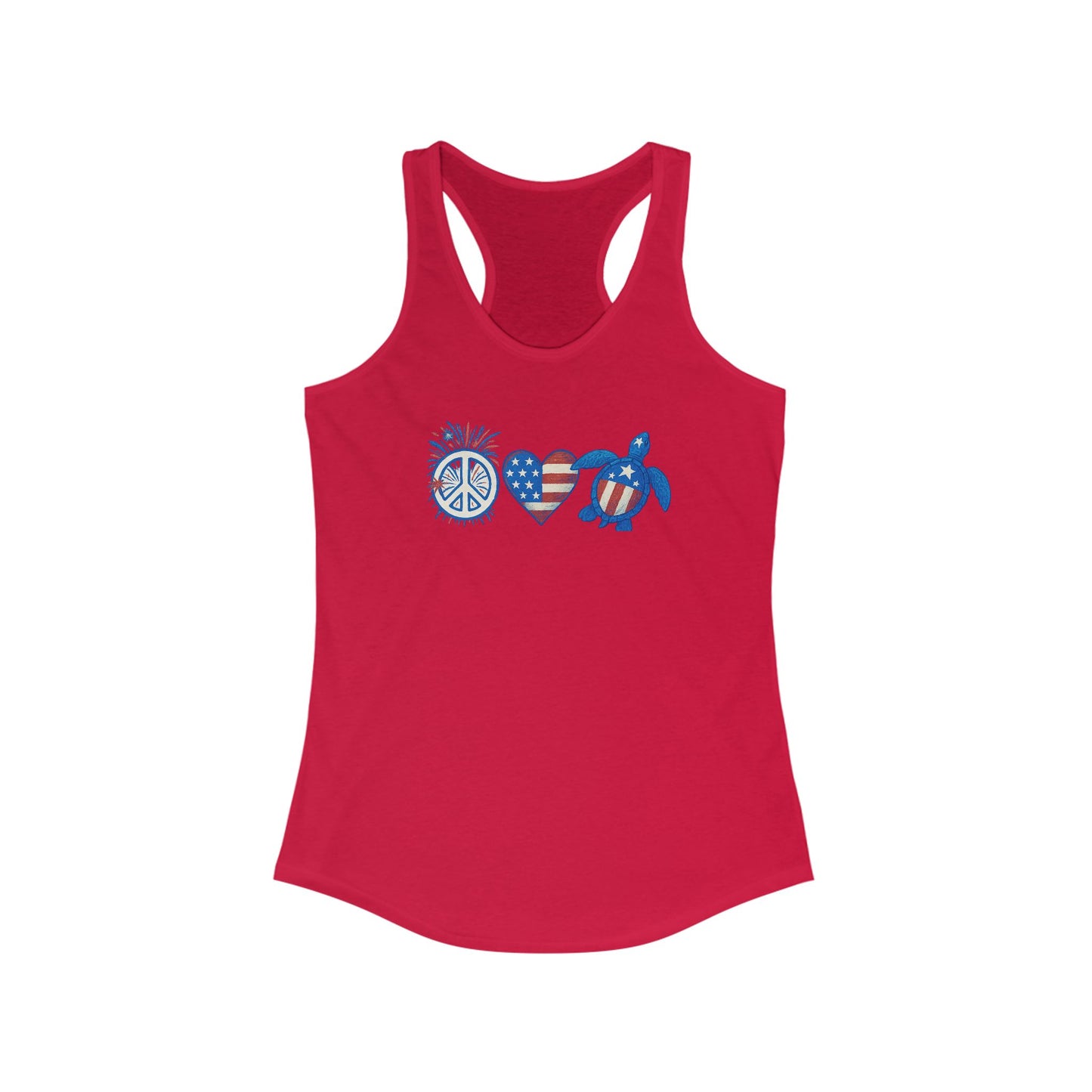 July 4th Tank, Patriotic Beach Tank, Women's Racerback Summer Top, Perfect for Independence Day, Beach Days, Gifts for Sea Turtle Lovers, Cute Summer Apparel, Travel
