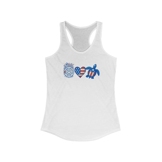 July 4th Tank, Patriotic Beach Tank, Women's Racerback Summer Top, Perfect for Independence Day, Beach Days, Gifts for Sea Turtle Lovers, Cute Summer Apparel, Travel
