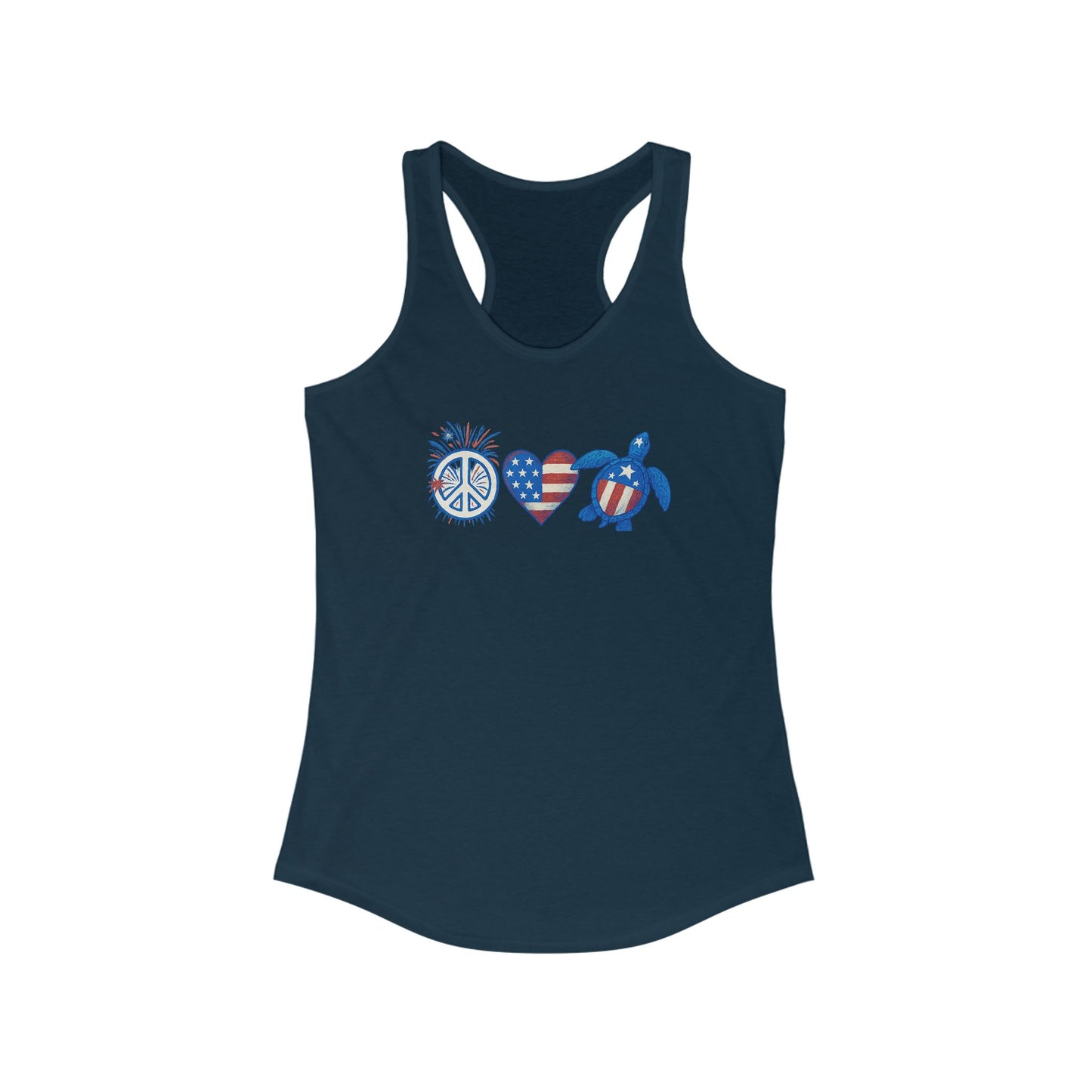 July 4th Tank, Patriotic Beach Tank, Women's Racerback Summer Top, Perfect for Independence Day, Beach Days, Gifts for Sea Turtle Lovers, Cute Summer Apparel, Travel