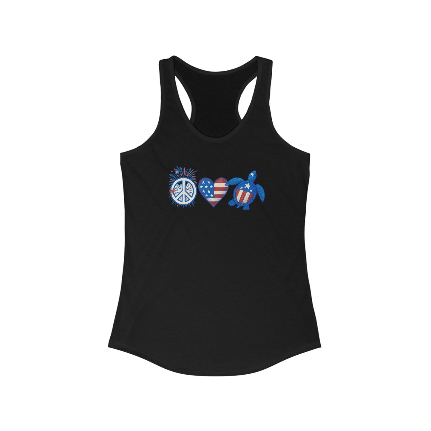 July 4th Tank, Patriotic Beach Tank, Women's Racerback Summer Top, Perfect for Independence Day, Beach Days, Gifts for Sea Turtle Lovers, Cute Summer Apparel, Travel