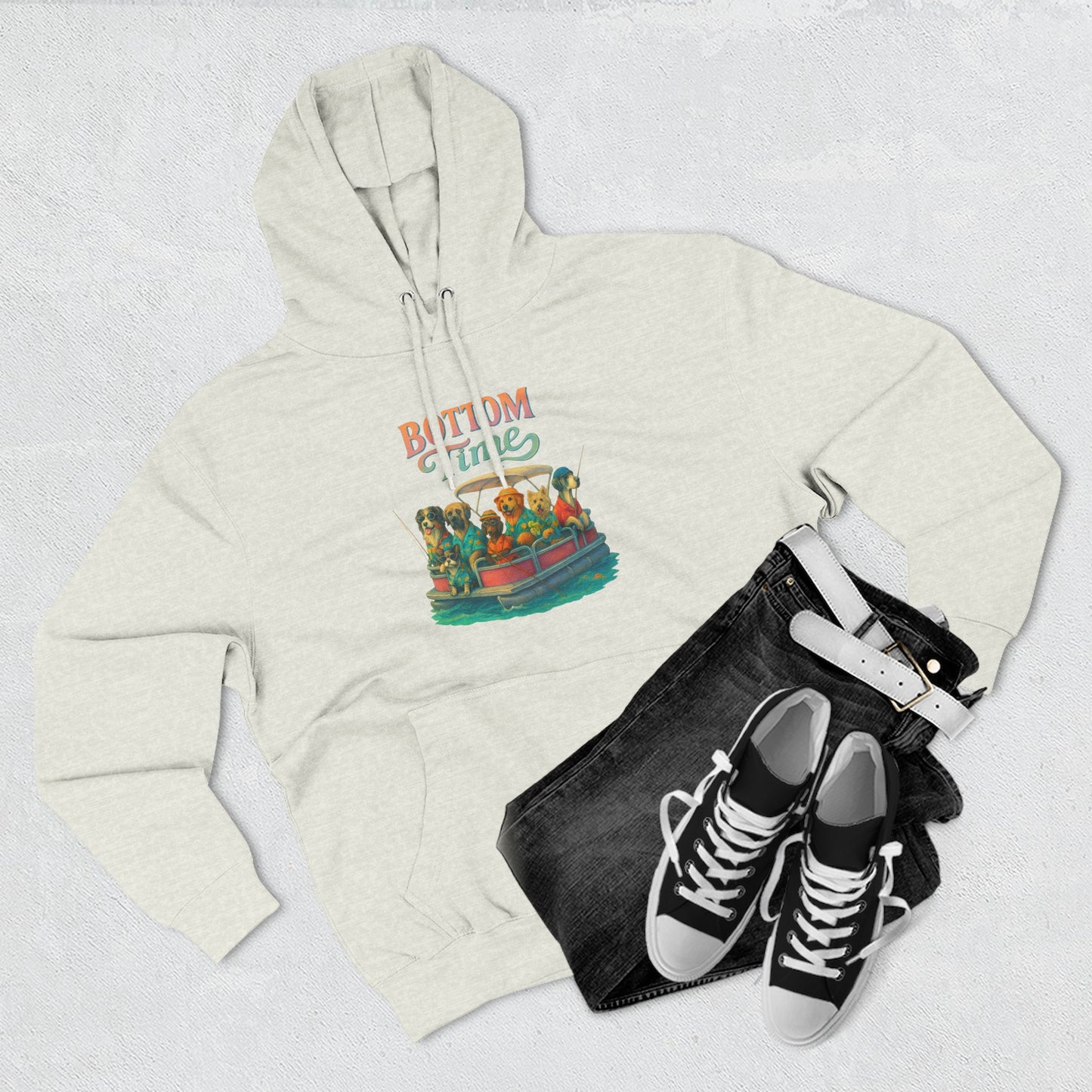Colorful Three-Panel Fleece Hoodie - Cozy Sweatshirt, gift for friends, ocean wear, fathers day, Perfect for boat days, Gift for Friends, dog Lovers, gift for boaters, fishing sweatshirt