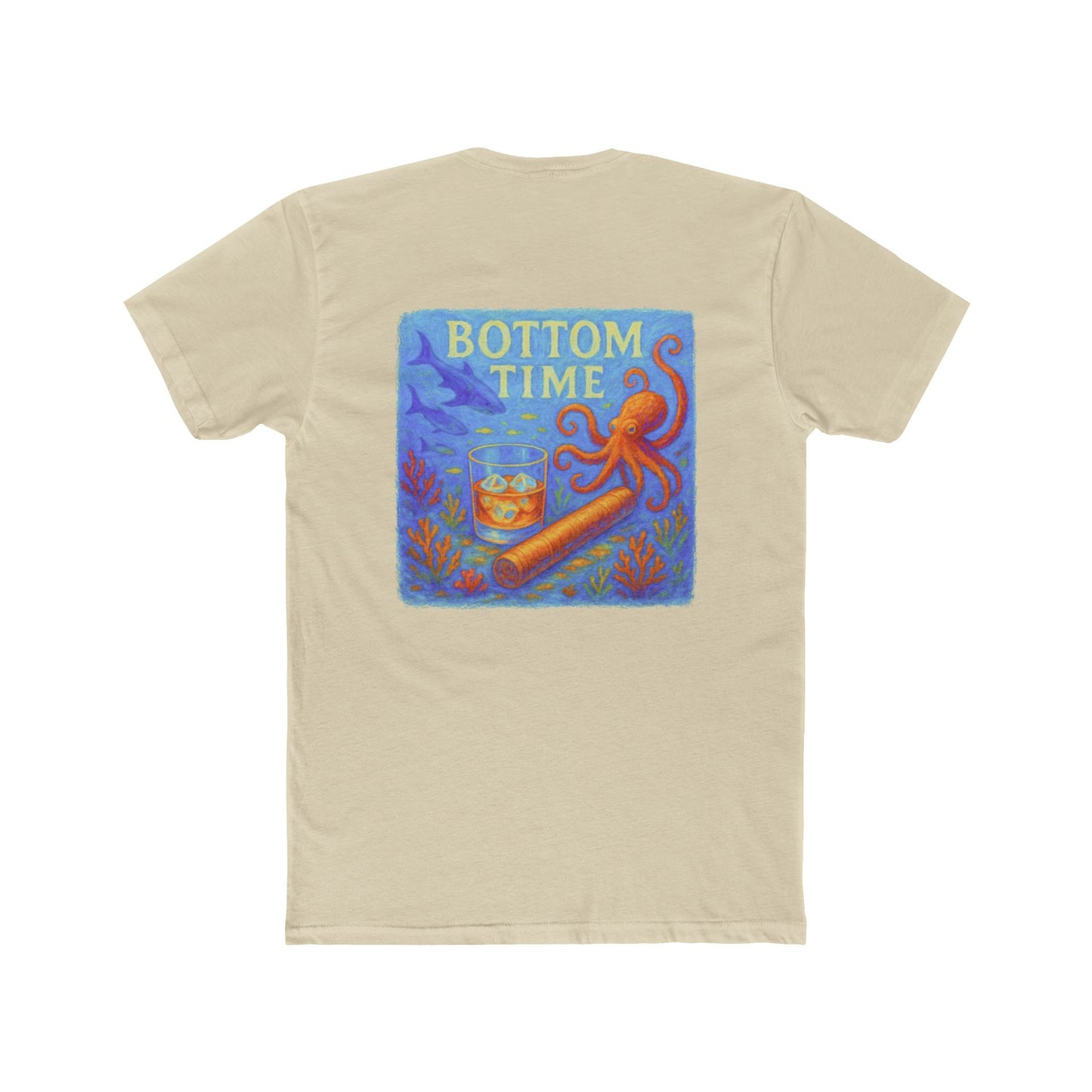 Shark Week Tee - Perfect for Summer, Casual Outings, Drinking tee, Octopus Tee, Cigar lovers gift, Gift for Ocean Lovers, Octopus tee, boating tee, Bottom Time T-Shirt, Vintage Style Tee