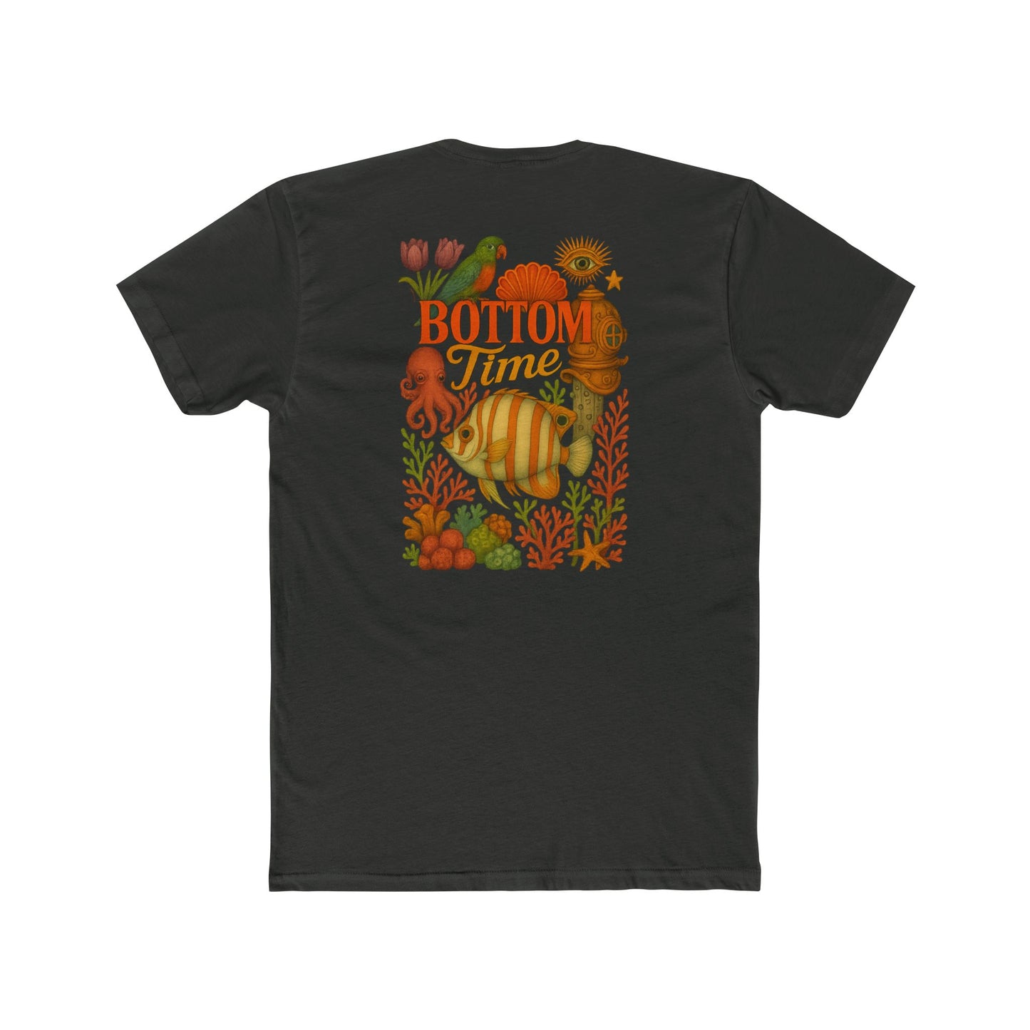 Bottom Time Unisex Cotton Crew Tee - Ocean Vibes, Beach Life Shirt, Gift for Divers, Summer Casual Wear, Underwater Adventure Apparel, tropical fish gifts