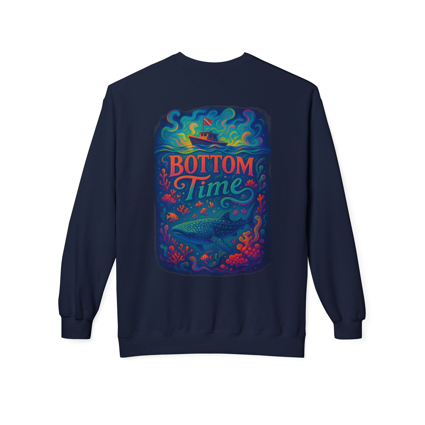 Relaxed Vibes Whale Shark Crewneck Sweatshirt – Bottom Time Unisex Cotton Crew Tee, Ocean Vibes T-Shirt, Beach Lover Gift, Scuba diver Gift, Whale Shark lover gift, Underwater Adventure Top, Relaxed Fit Casual Wear