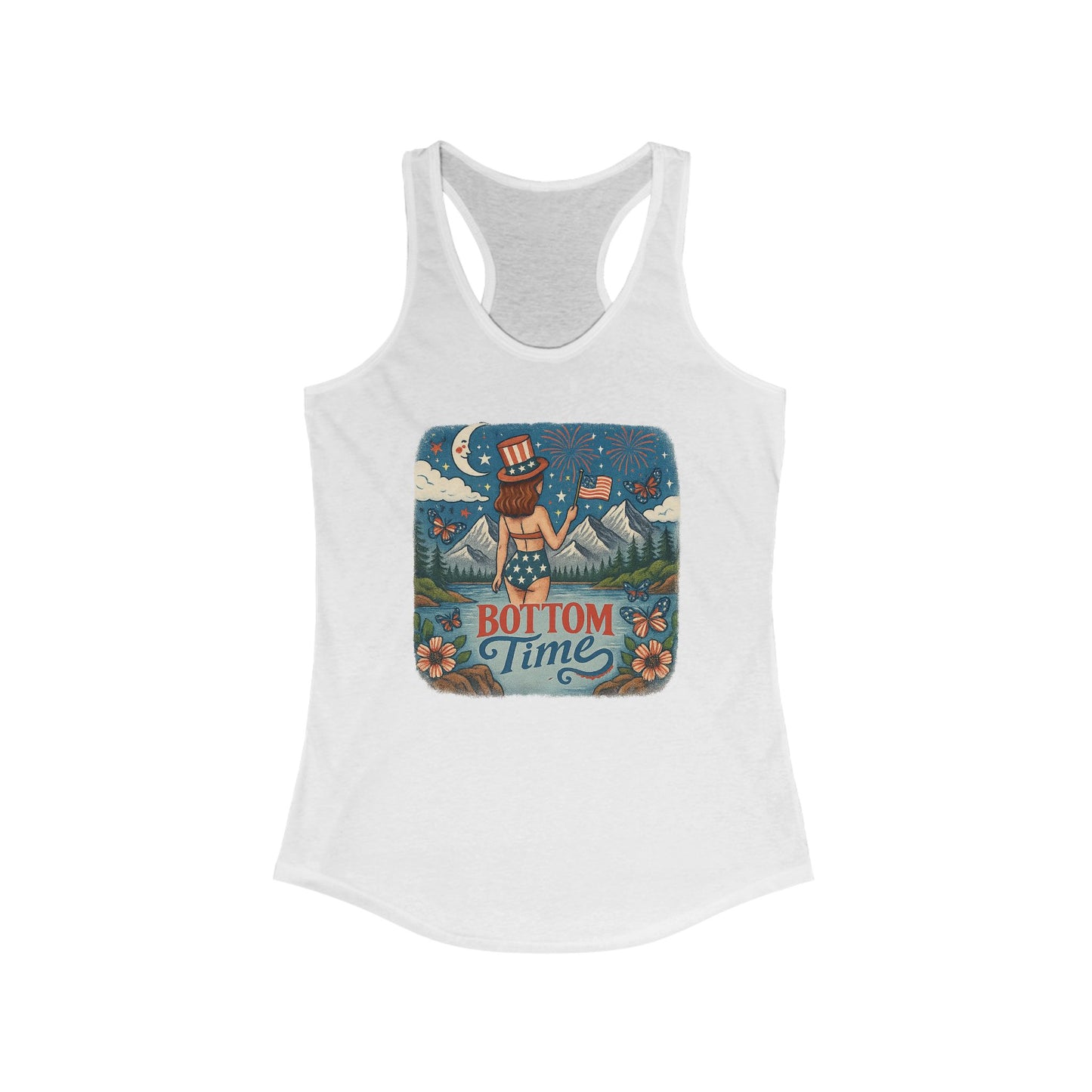July 4th tank, Ocean Tank, Fishing Gift, Unisex Jersey Tank - Fun Bottom Time Summer Beachwear, Casual Everyday Wear, Gift for Fish Lovers, USA Inspired Apparel