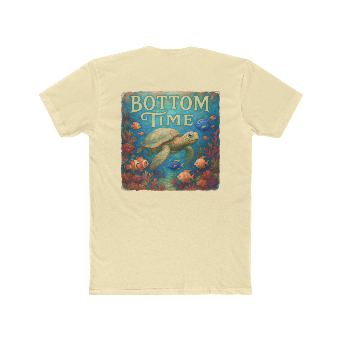 Dive Into Fun: 'Bottom Time' Unisex Sea Turtle Cotton Crew Tee - Perfect for Beach Days, Gifts for Divers, Summer Adventures, Casual Wear, gift for sea turtle lovers