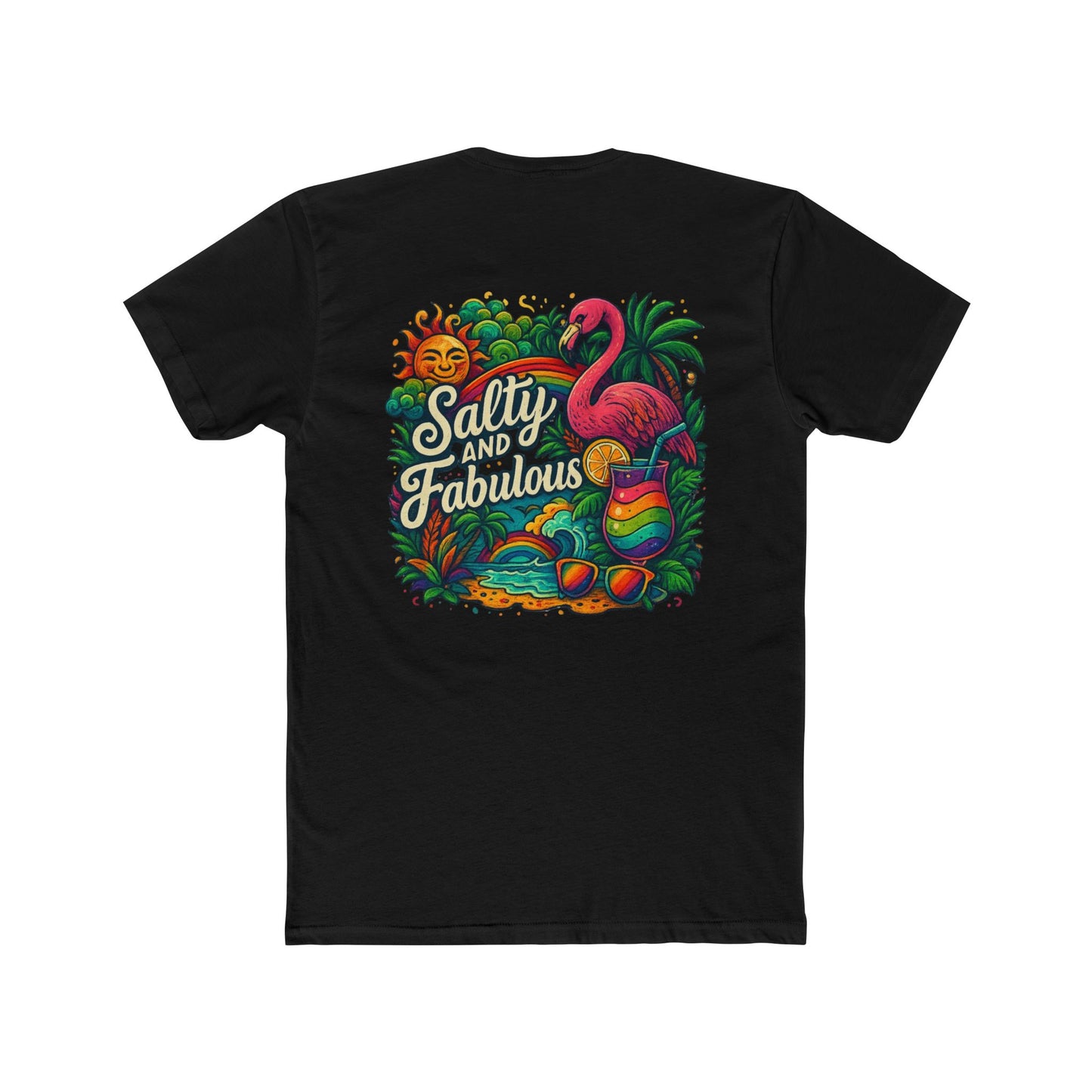 Salty and Fabulous Tropical Tee, Beachwear, Summer Shirt, Gift for Her, Vacation Outfit, Fun Graphics, Pride tee-shirt