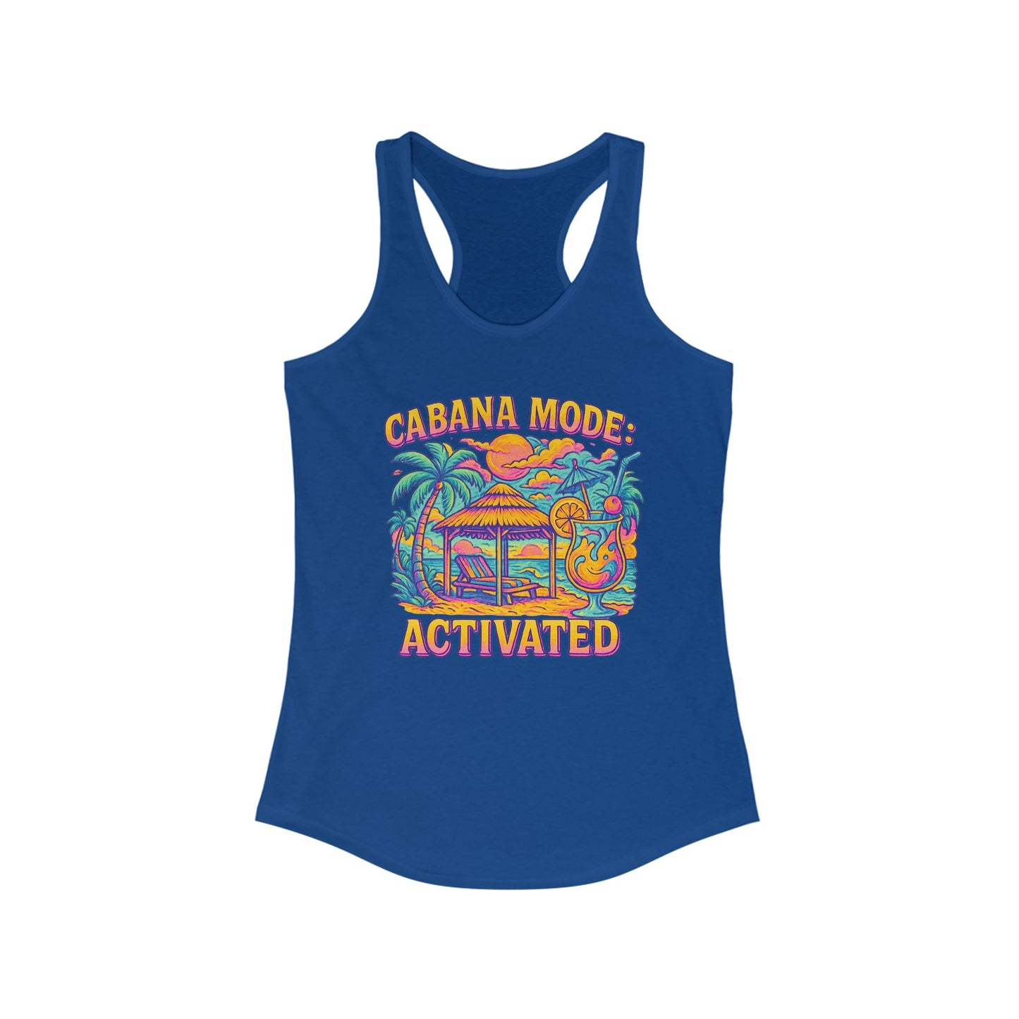 Vibrant Women's Racerback Vacation Tank, Beachwear, Summer Style, Gift for Her, Resort Wear, Bottom Time, Gift for Sea Turtle Lovers, Drinking Tank