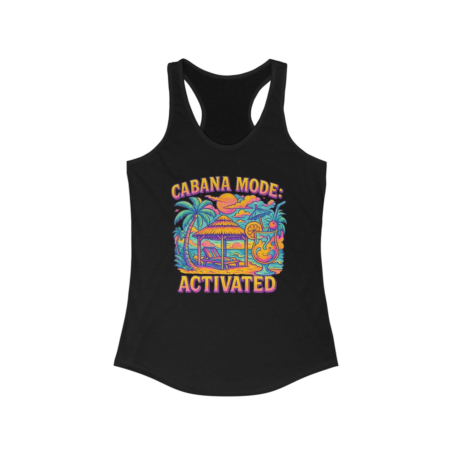 Vibrant Women's Racerback Vacation Tank, Beachwear, Summer Style, Gift for Her, Resort Wear, Bottom Time, Gift for Sea Turtle Lovers, Drinking Tank