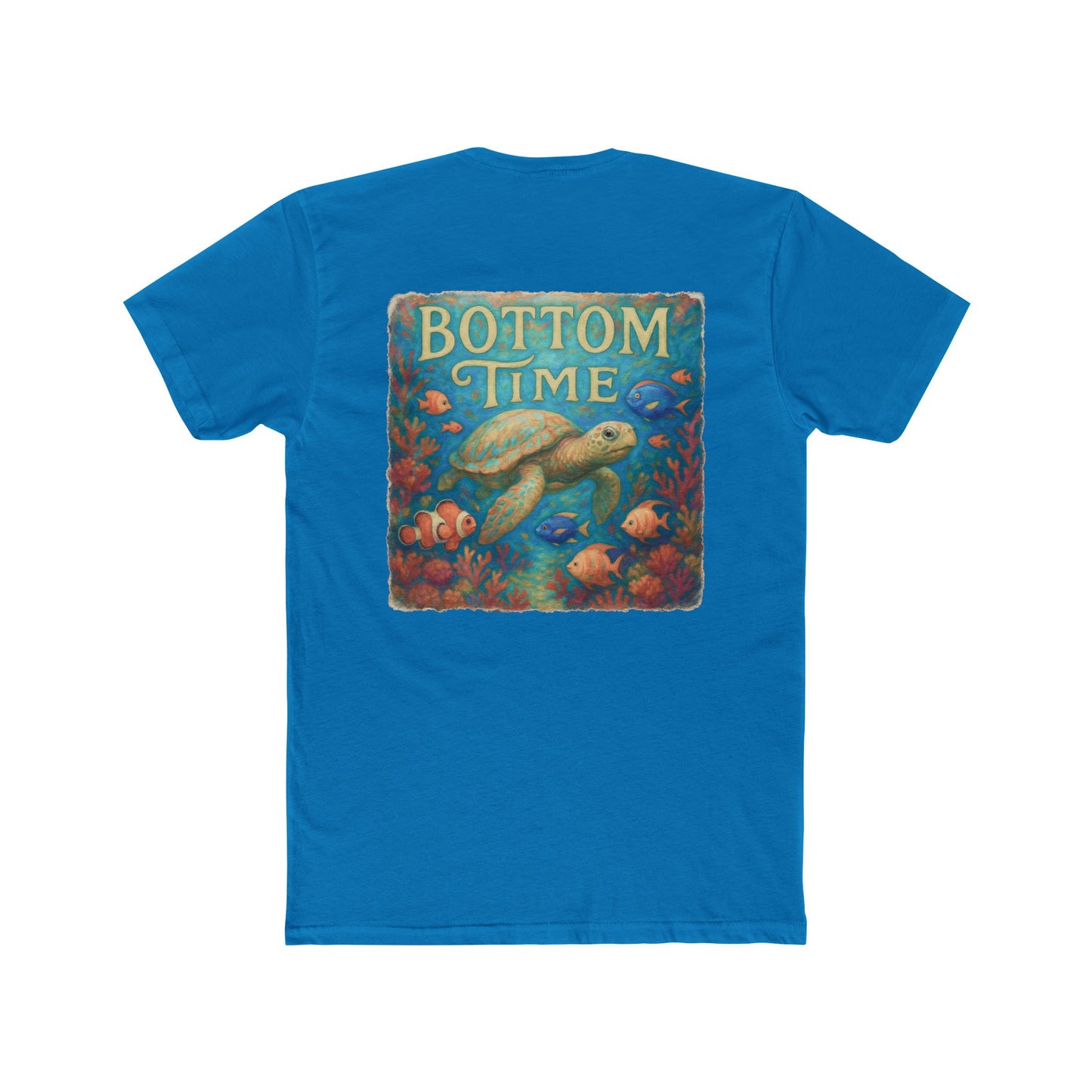Dive Into Fun: 'Bottom Time' Unisex Sea Turtle Cotton Crew Tee - Perfect for Beach Days, Gifts for Divers, Summer Adventures, Casual Wear, gift for sea turtle lovers