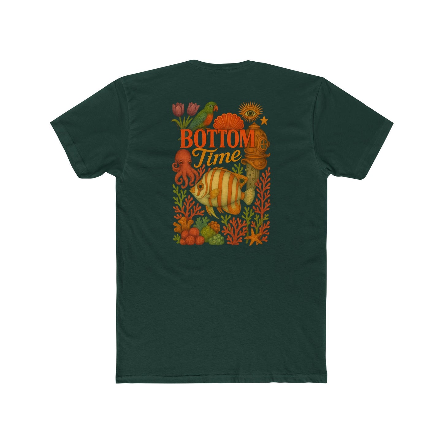 Bottom Time Unisex Cotton Crew Tee - Ocean Vibes, Beach Life Shirt, Gift for Divers, Summer Casual Wear, Underwater Adventure Apparel, tropical fish gifts