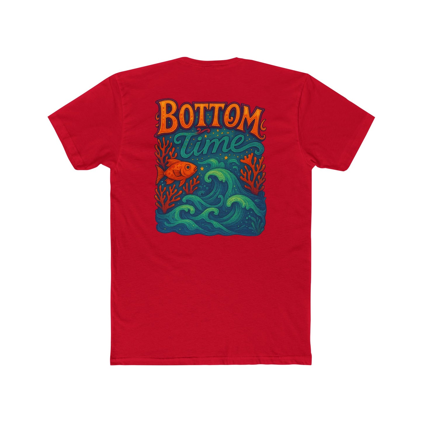 Bottom Time Unisex Cotton Crew Tee, Ocean Lover Shirt, Fishing Tee, Beach Day Outfit, Casual Summer Wear