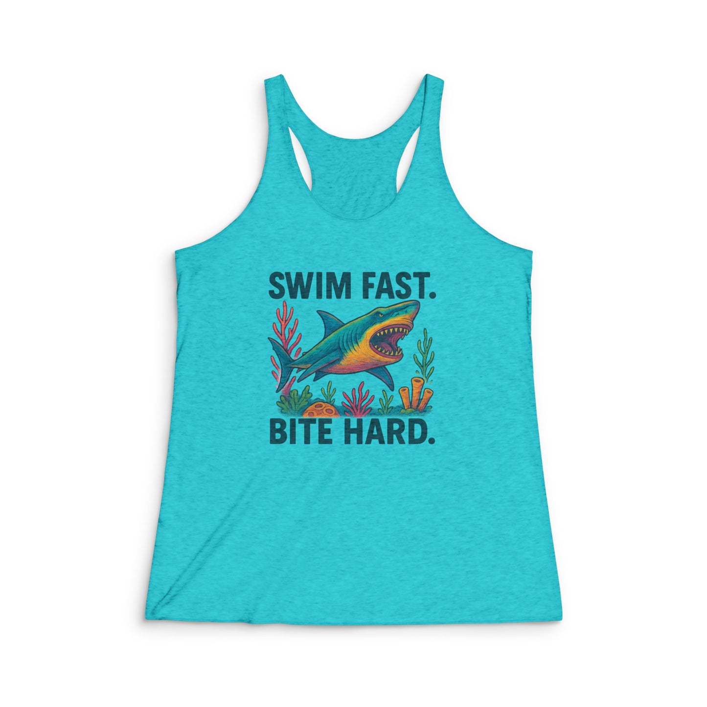 Shark-Themed, Women's Racerback Tank Top, Summer Apparel, Beach Life Gift, Ocean Lover Tank, Shark Week, Shark Lovers Gift