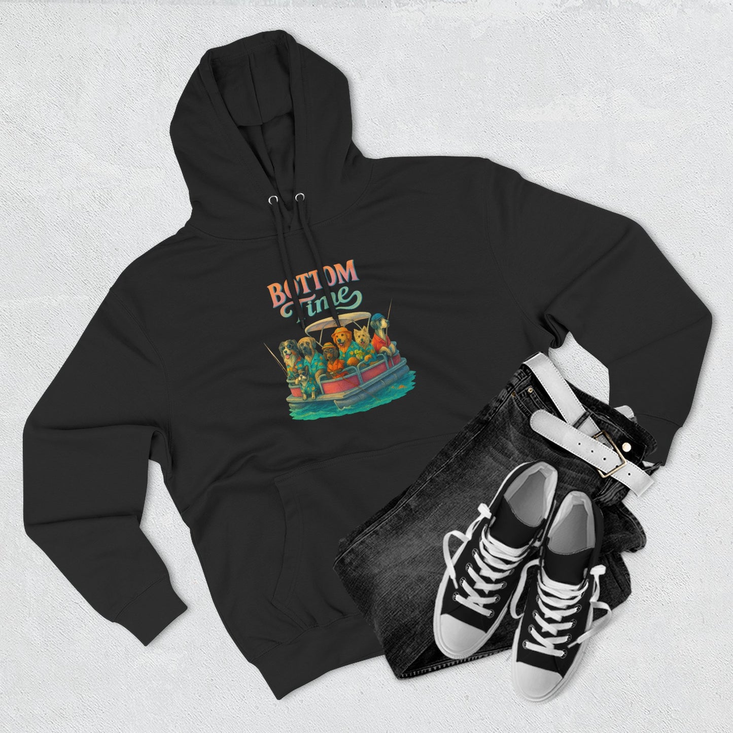 Colorful Three-Panel Fleece Hoodie - Cozy Sweatshirt, gift for friends, ocean wear, fathers day, Perfect for boat days, Gift for Friends, dog Lovers, gift for boaters, fishing sweatshirt
