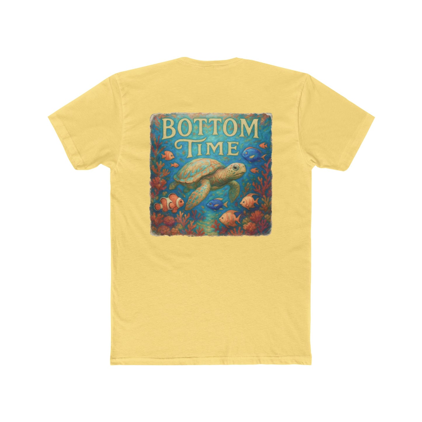 Dive Into Fun: 'Bottom Time' Unisex Sea Turtle Cotton Crew Tee - Perfect for Beach Days, Gifts for Divers, Summer Adventures, Casual Wear, gift for sea turtle lovers