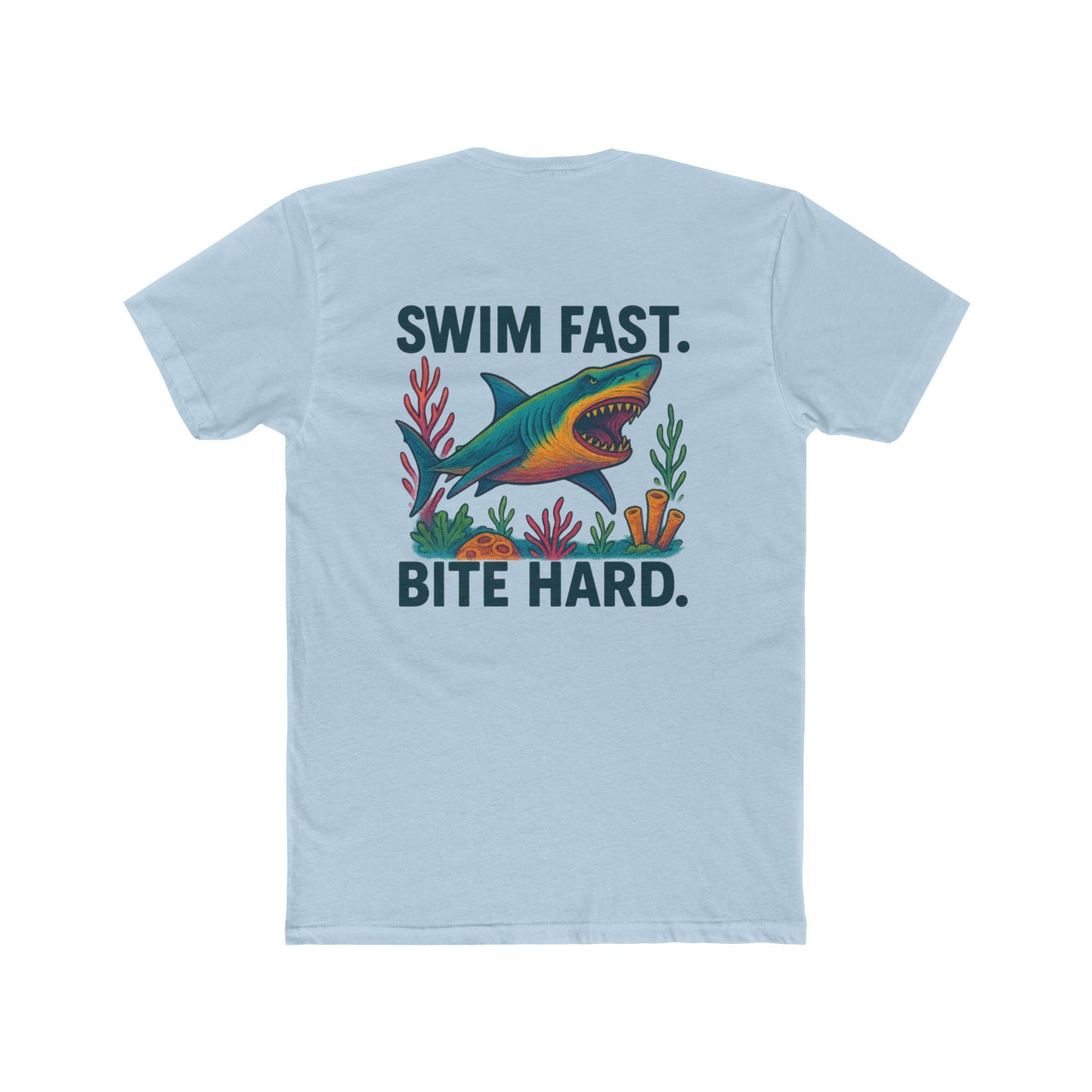 Shark-Themed Unisex Cotton Crew Tee | Casual Summer Tee, Gift for Ocean Lovers, Beachwear, Graphic T-Shirt, Unique Swim Apparel,Shark Week, gift for Shark lover