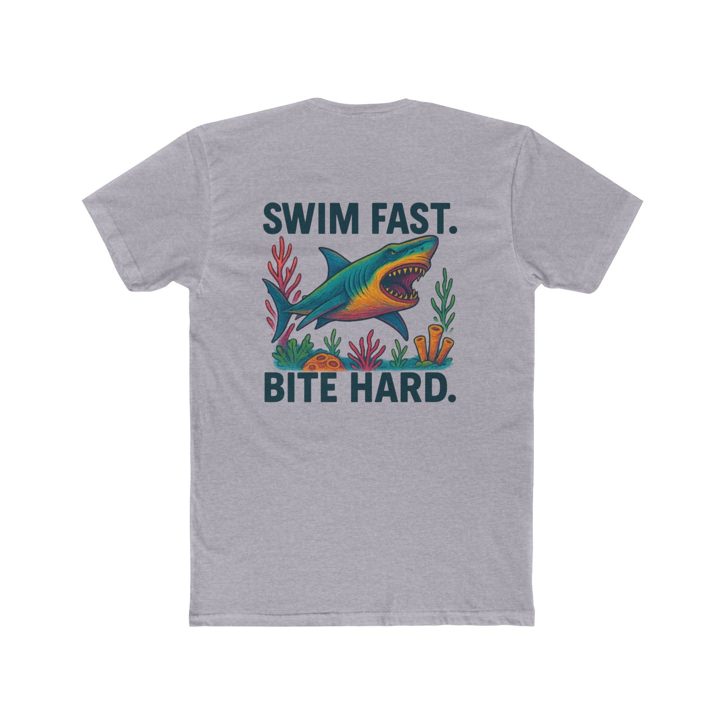 Shark-Themed Unisex Cotton Crew Tee | Casual Summer Tee, Gift for Ocean Lovers, Beachwear, Graphic T-Shirt, Unique Swim Apparel,Shark Week, gift for Shark lover