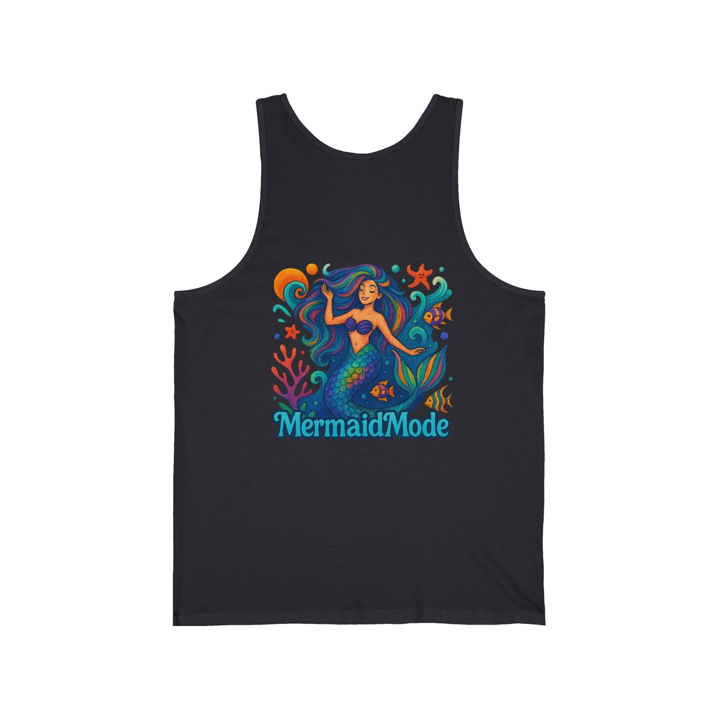 Mermaid Unisex Jersey Tank - Mermaid Mode- Ocean Vibes, Perfect for Beach Days, Summer Parties, Gifts for Divers, Relaxed Fit, Fun Graphic Design, gift for mermaid lovers