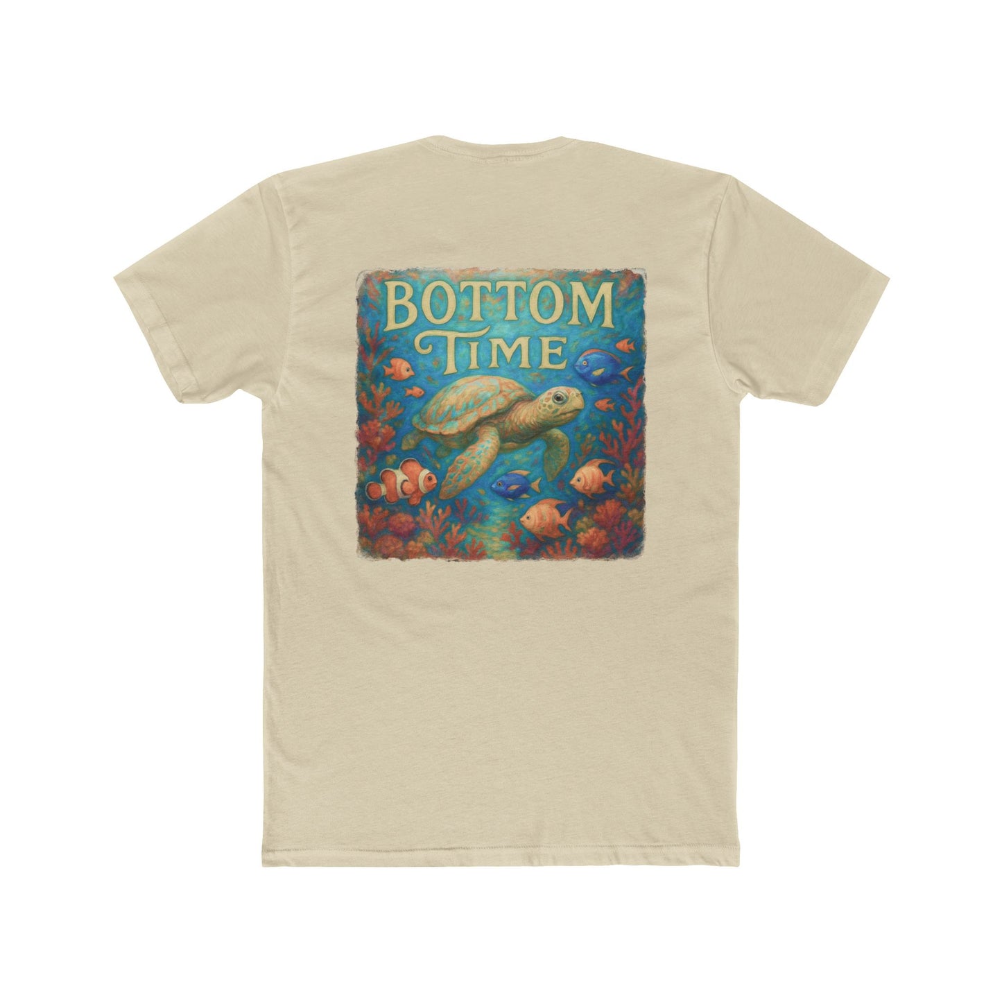 Dive Into Fun: 'Bottom Time' Unisex Sea Turtle Cotton Crew Tee - Perfect for Beach Days, Gifts for Divers, Summer Adventures, Casual Wear, gift for sea turtle lovers