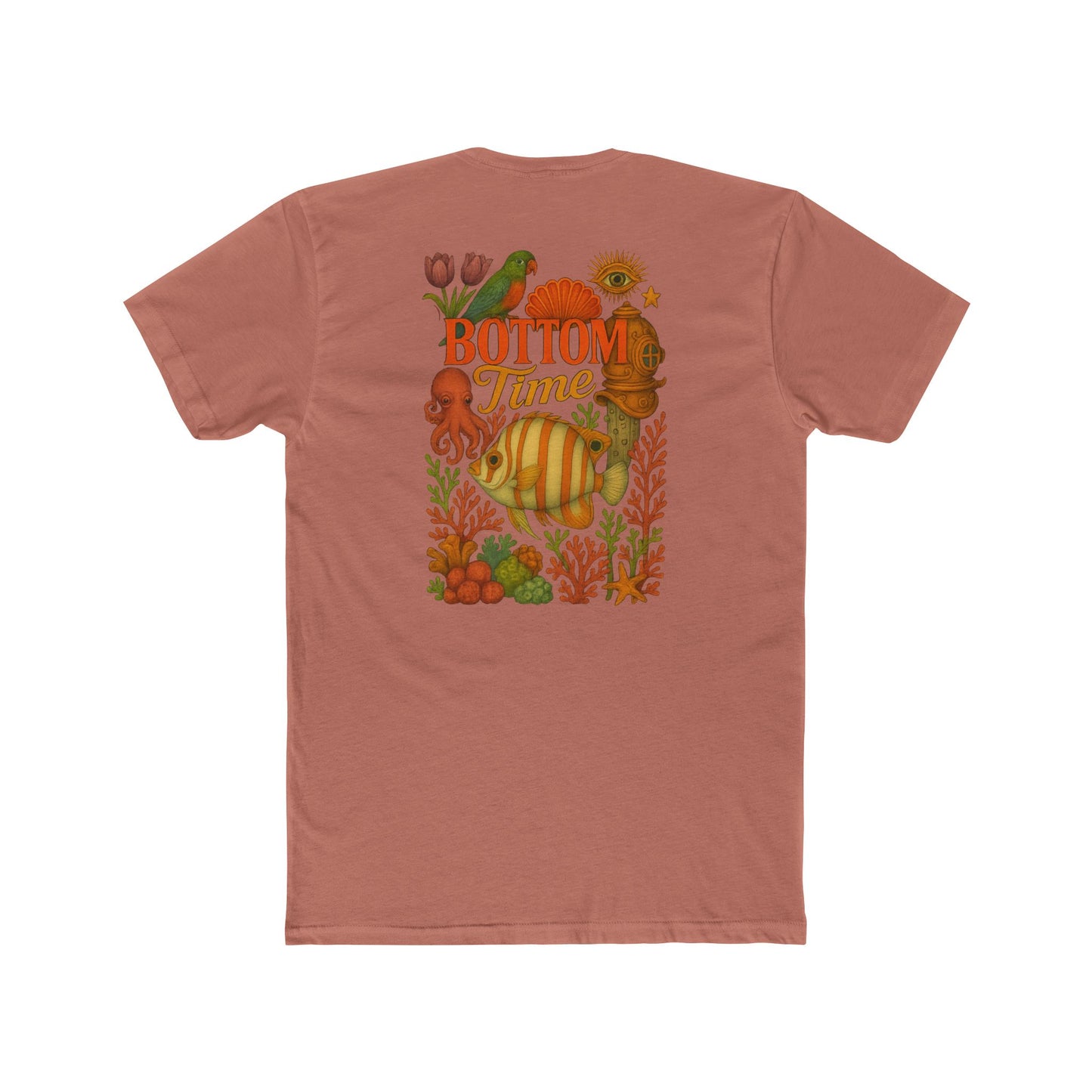 Bottom Time Unisex Cotton Crew Tee - Ocean Vibes, Beach Life Shirt, Gift for Divers, Summer Casual Wear, Underwater Adventure Apparel, tropical fish gifts