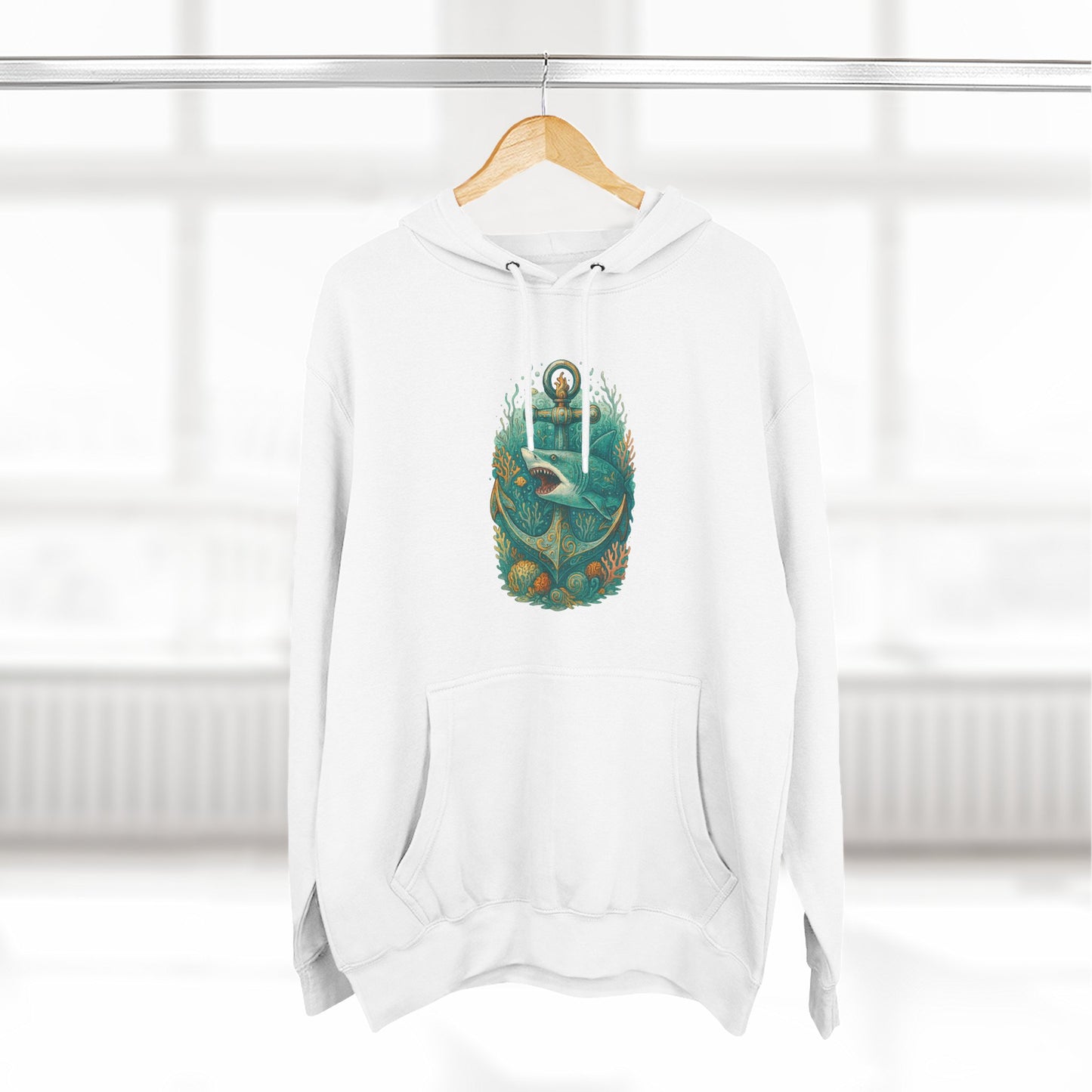 Vibrant Shark Hoodie, Cozy Sweatshirt for Shark Week, Perfect for Gifting, Casual Style, Cozy Beach Vibes, Ocean crew, Shark Week, Summer Gatherings, and Shark lover Gifts