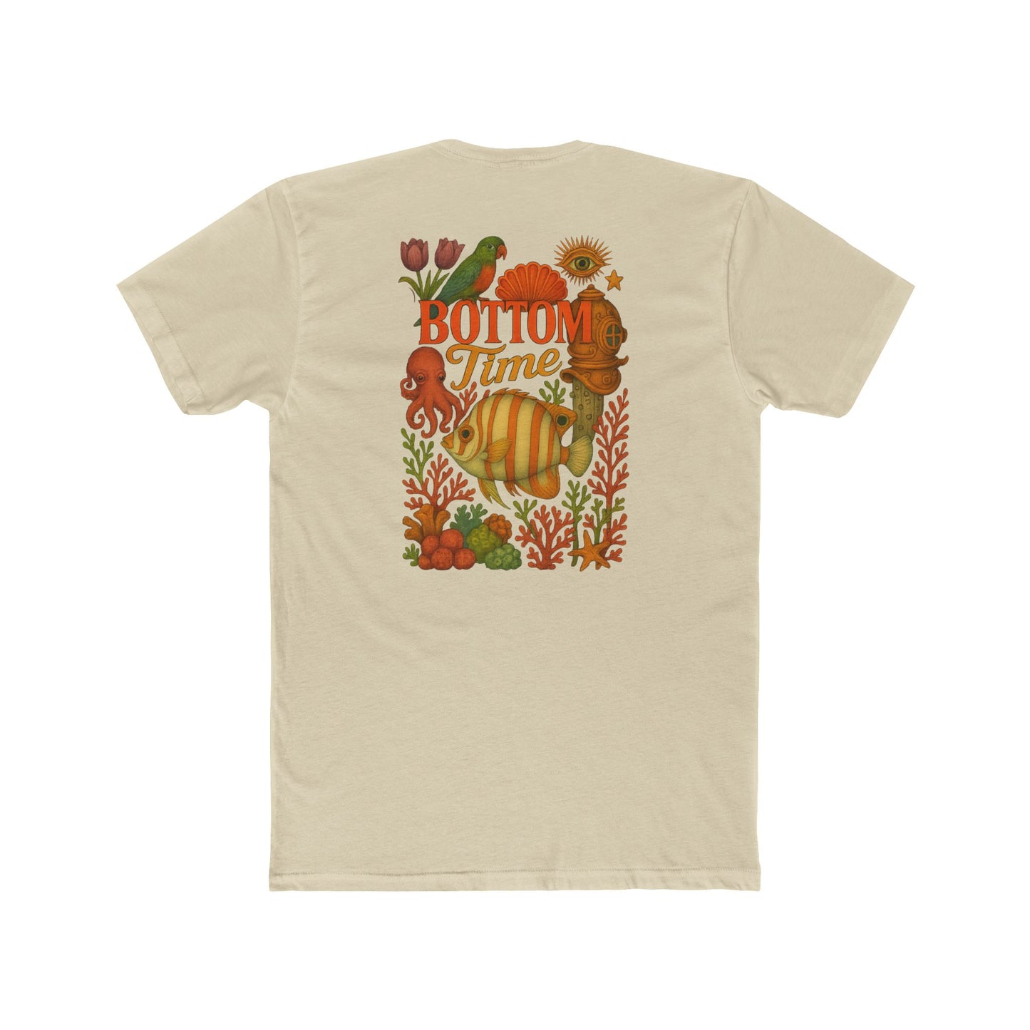 Bottom Time Unisex Cotton Crew Tee - Ocean Vibes, Beach Life Shirt, Gift for Divers, Summer Casual Wear, Underwater Adventure Apparel, tropical fish gifts