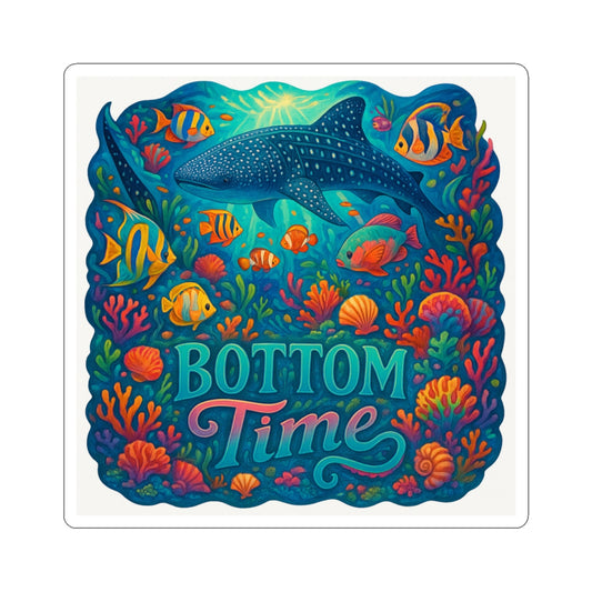 Underwater Adventure Kiss-Cut Stickers | Ocean Life Decor | Bottom Time | Whimsical Art for Water Lovers | Laptop, Journal, Gift, whale shark lovers