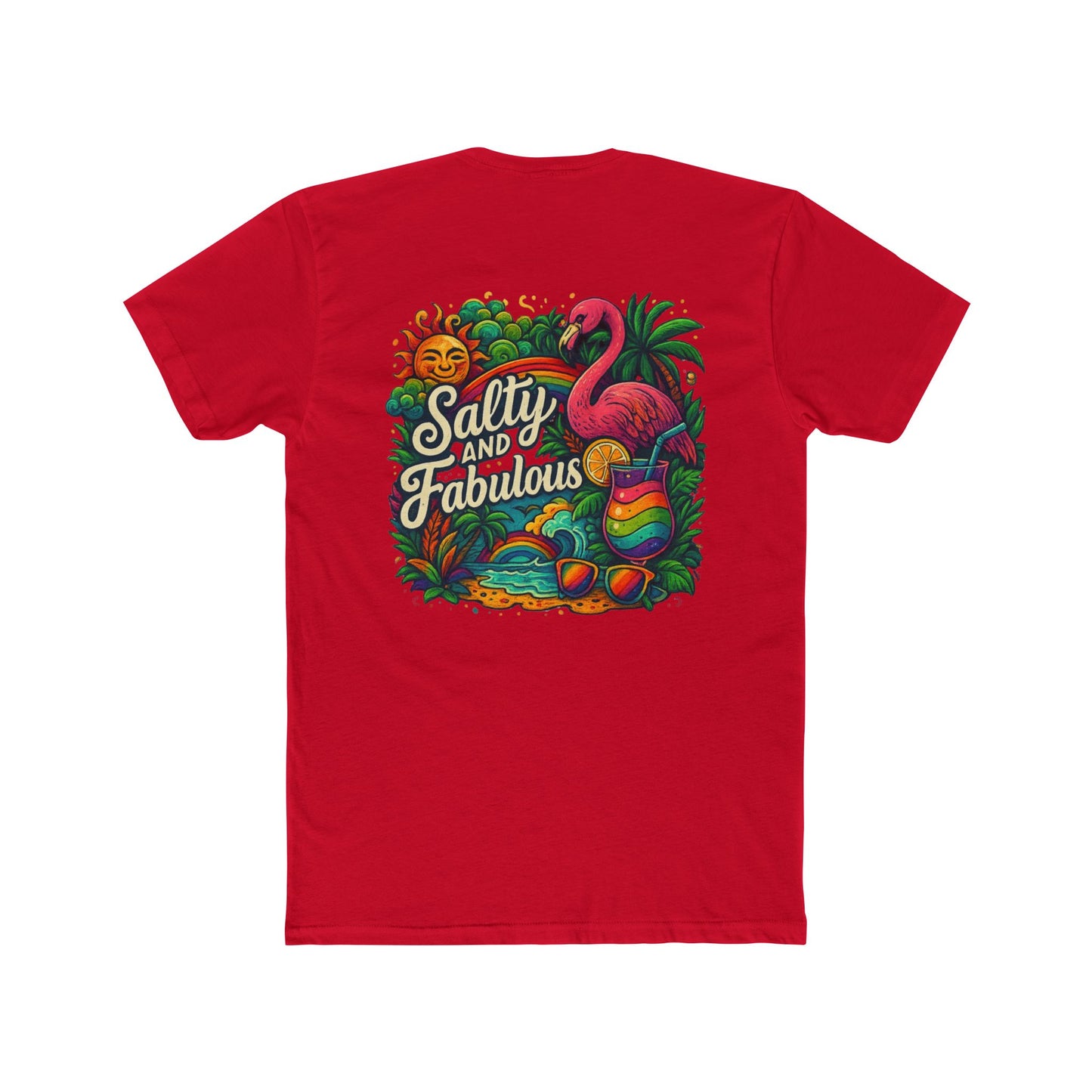 Salty and Fabulous Tropical Tee, Beachwear, Summer Shirt, Gift for Her, Vacation Outfit, Fun Graphics, Pride tee-shirt