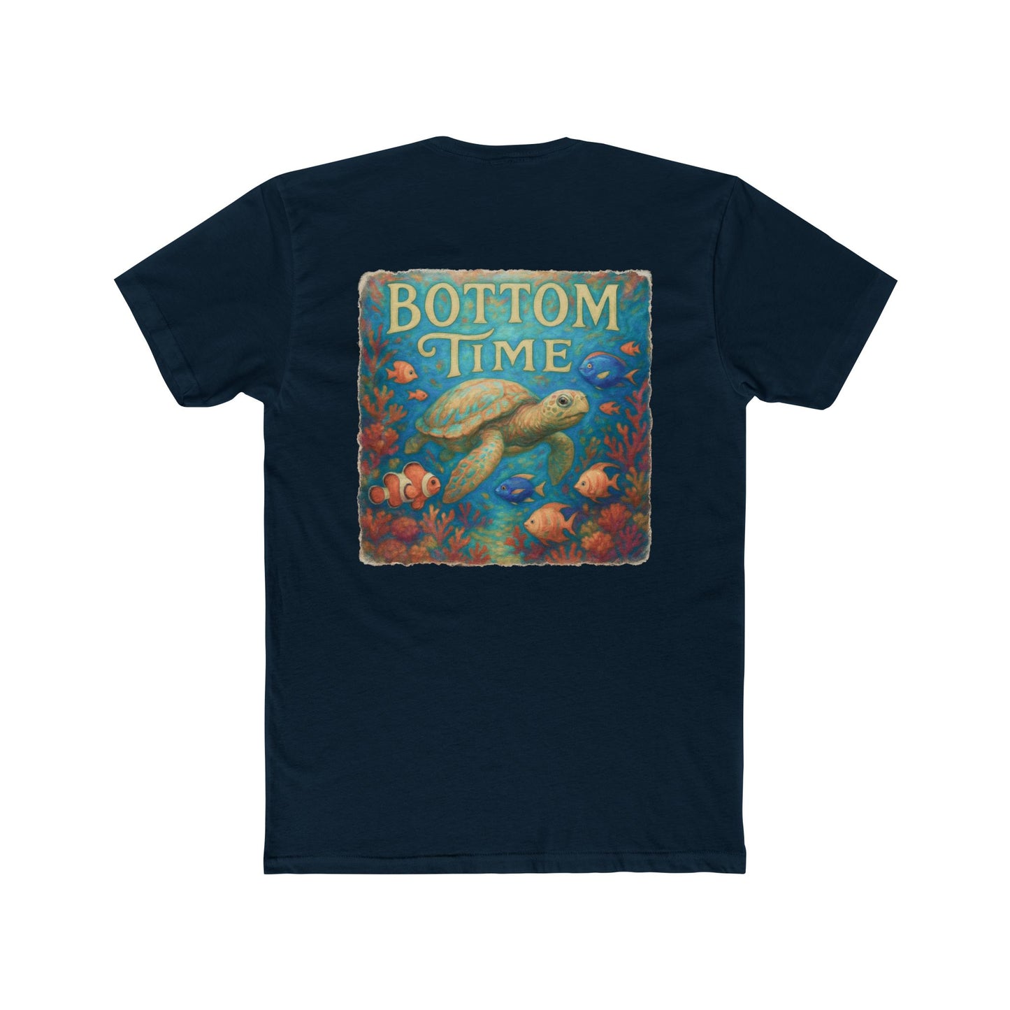 Dive Into Fun: 'Bottom Time' Unisex Sea Turtle Cotton Crew Tee - Perfect for Beach Days, Gifts for Divers, Summer Adventures, Casual Wear, gift for sea turtle lovers