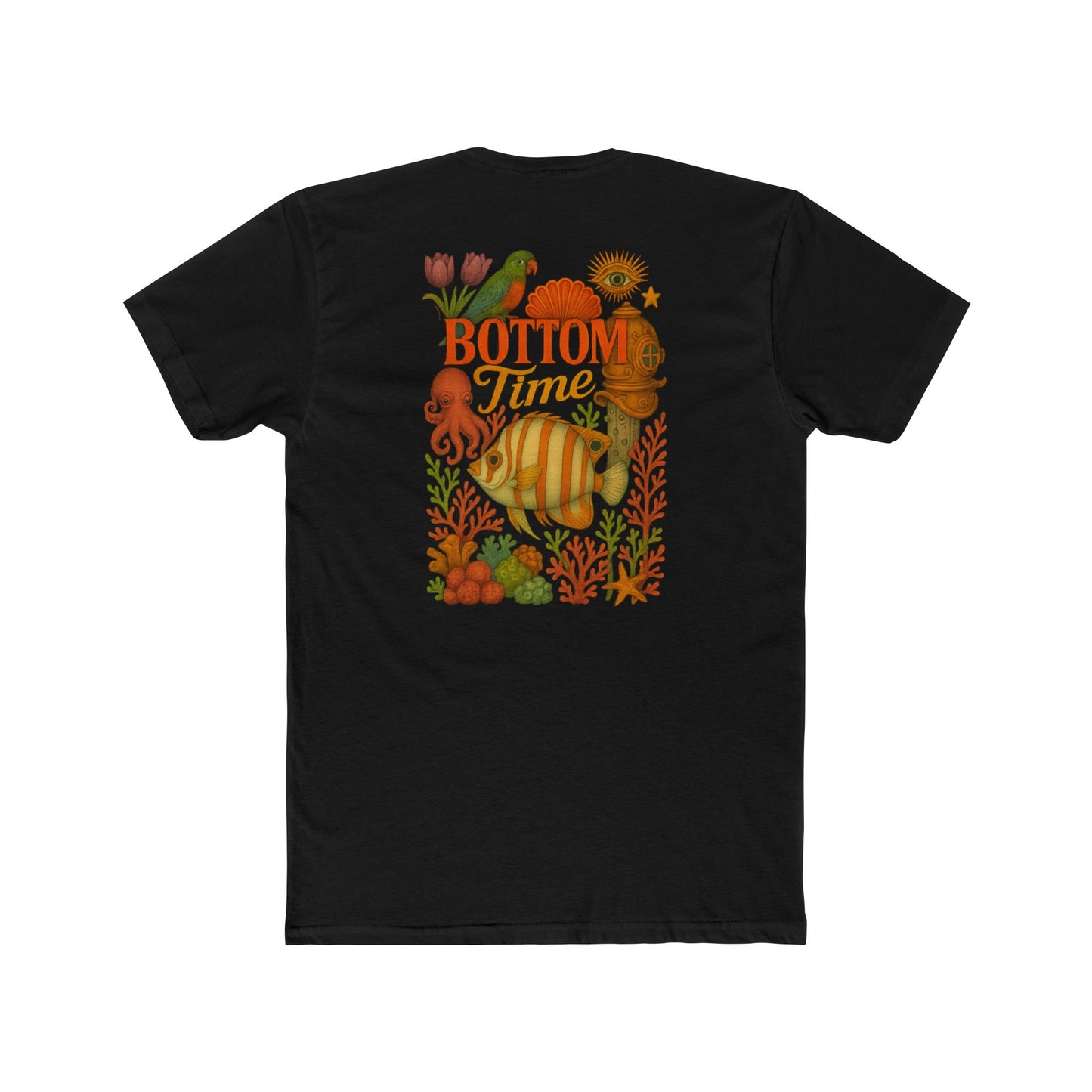 Bottom Time Unisex Cotton Crew Tee - Ocean Vibes, Beach Life Shirt, Gift for Divers, Summer Casual Wear, Underwater Adventure Apparel, tropical fish gifts