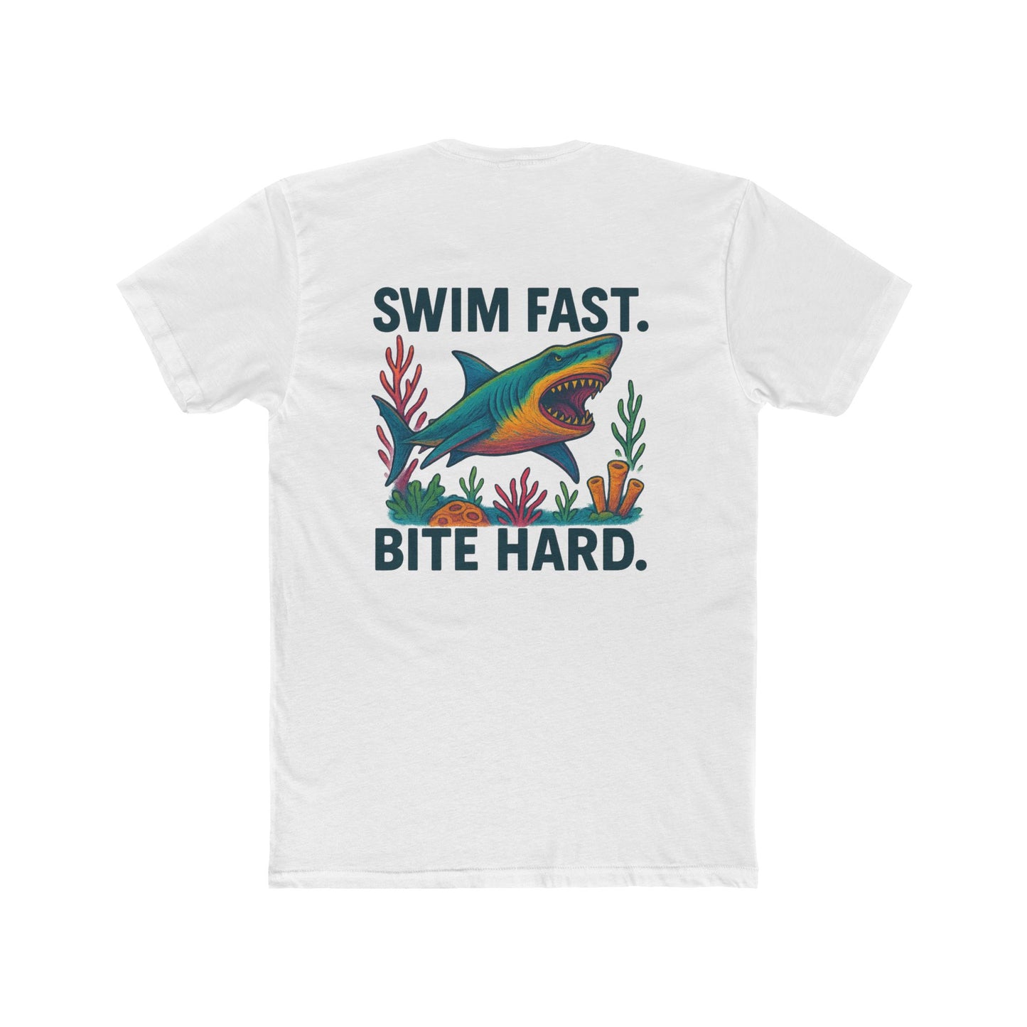 Shark-Themed Unisex Cotton Crew Tee | Casual Summer Tee, Gift for Ocean Lovers, Beachwear, Graphic T-Shirt, Unique Swim Apparel,Shark Week, gift for Shark lover