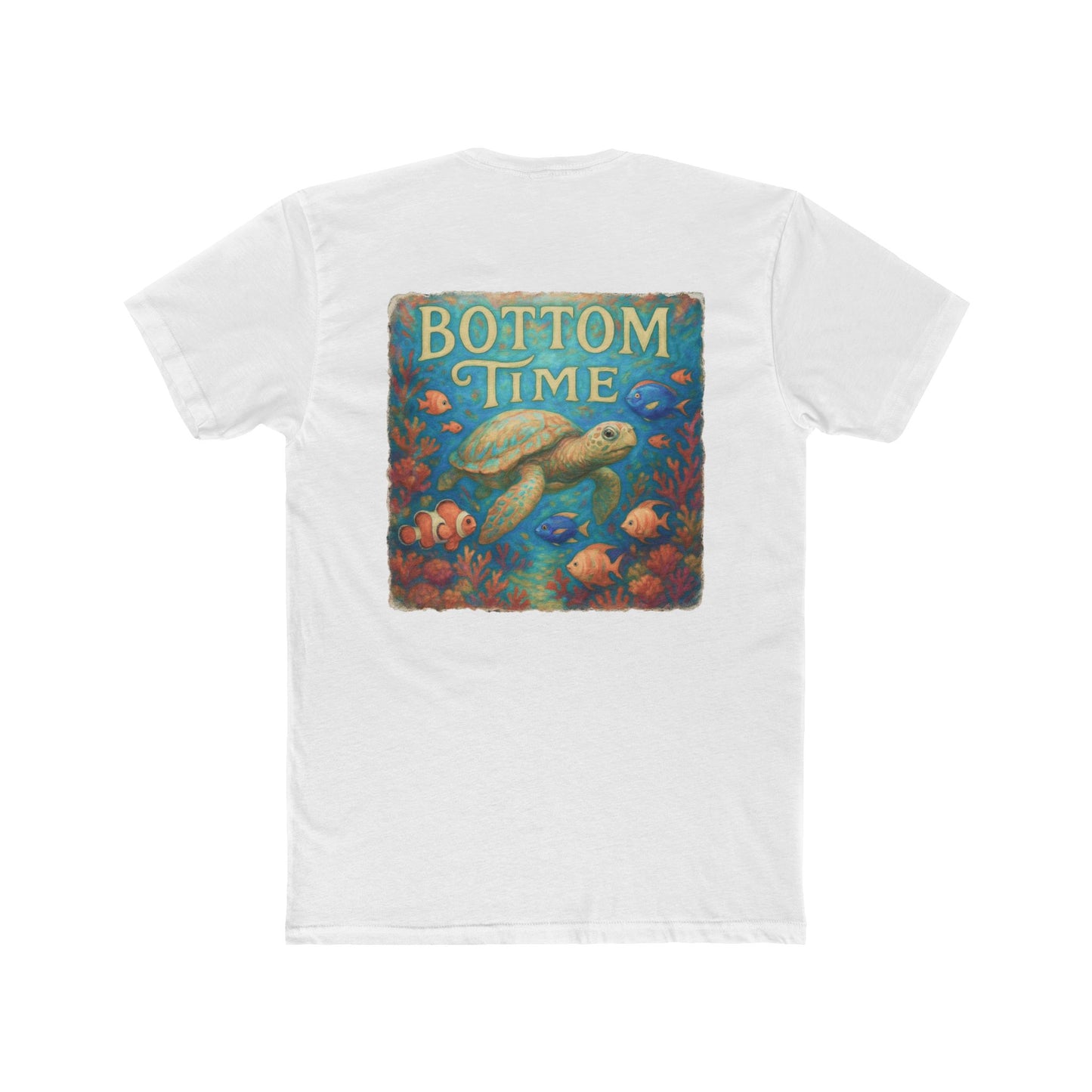 Dive Into Fun: 'Bottom Time' Unisex Sea Turtle Cotton Crew Tee - Perfect for Beach Days, Gifts for Divers, Summer Adventures, Casual Wear, gift for sea turtle lovers