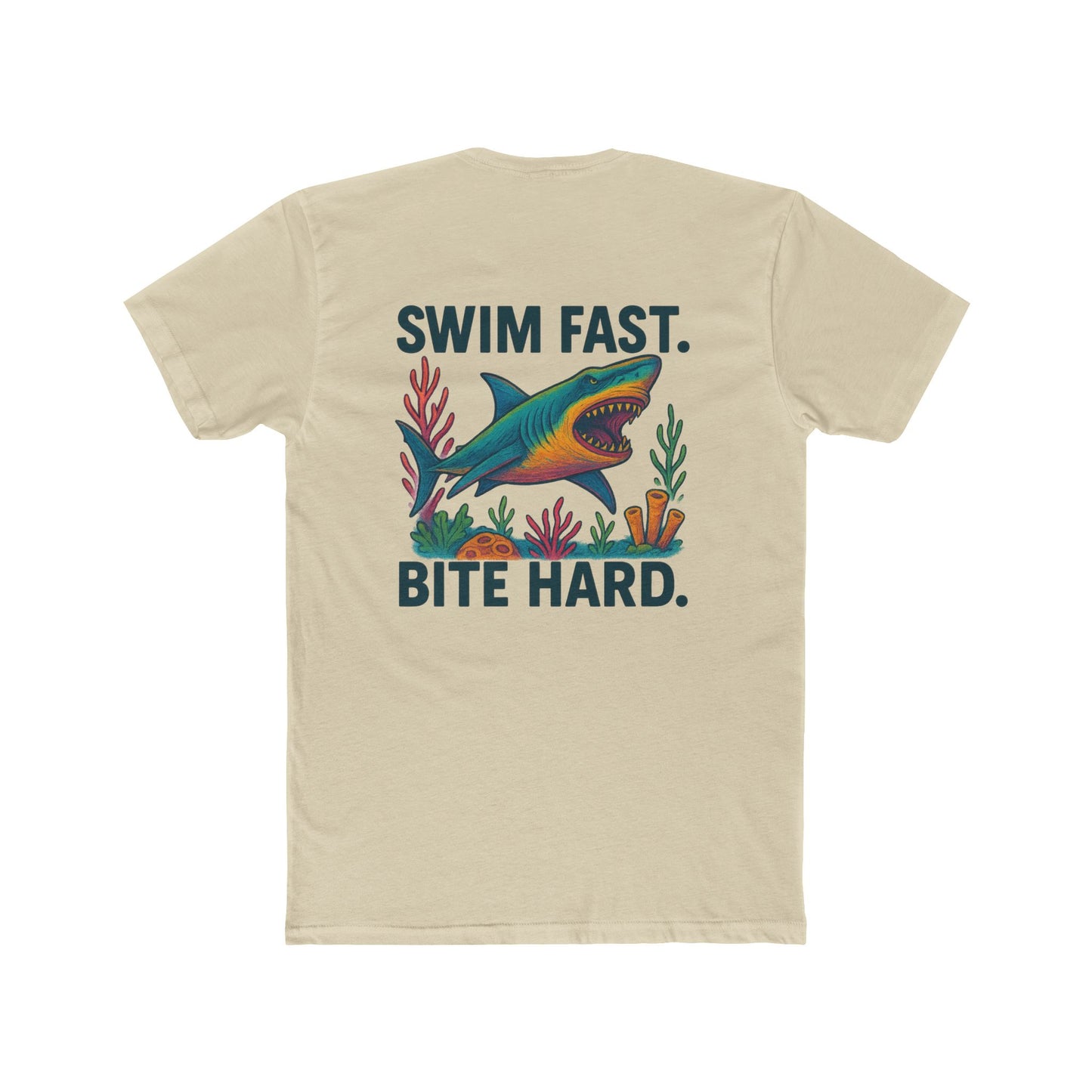 Shark-Themed Unisex Cotton Crew Tee | Casual Summer Tee, Gift for Ocean Lovers, Beachwear, Graphic T-Shirt, Unique Swim Apparel,Shark Week, gift for Shark lover