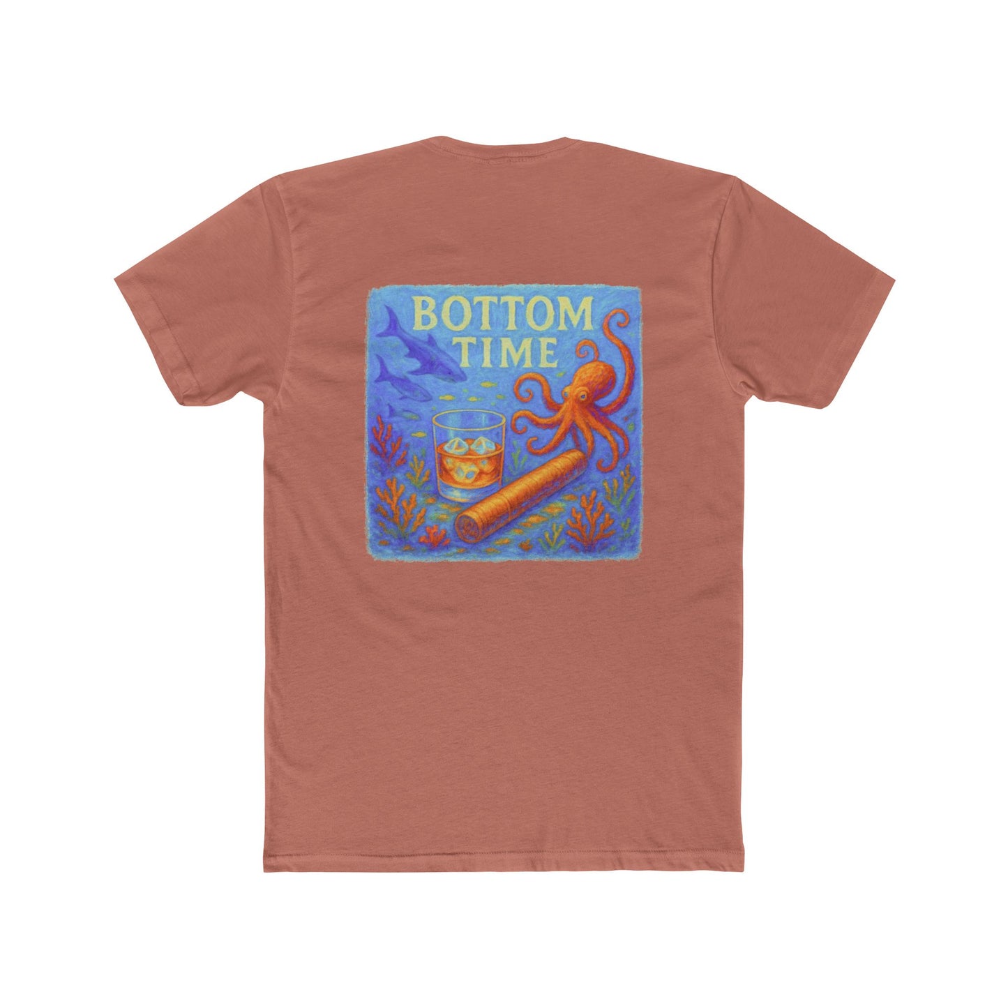 Shark Week Tee - Perfect for Summer, Casual Outings, Drinking tee, Octopus Tee, Cigar lovers gift, Gift for Ocean Lovers, Octopus tee, boating tee, Bottom Time T-Shirt, Vintage Style Tee