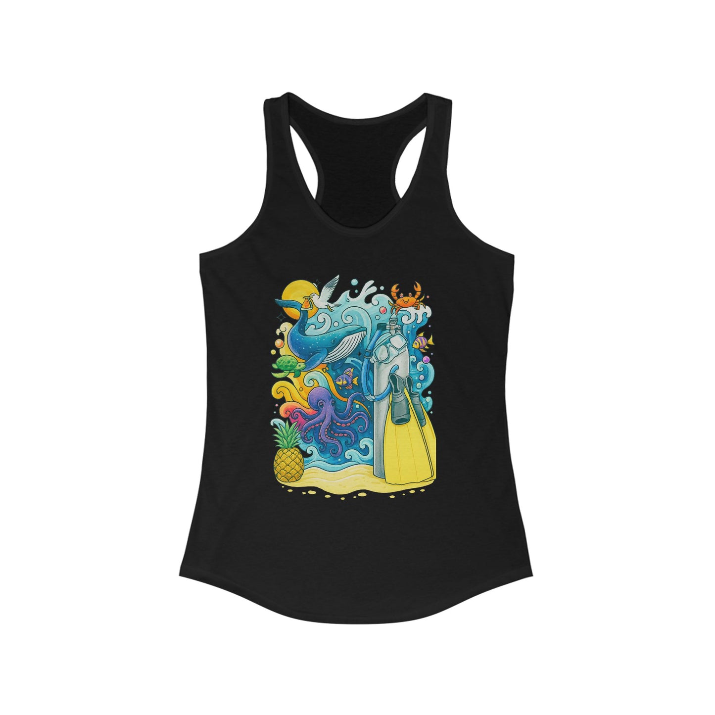 Scuba Diver Racerback Tank, Summer Top, Gift for Ocean Lovers, Ocean Days, Vacation Days, Girls who Scuba, Gift for Scuba Divers