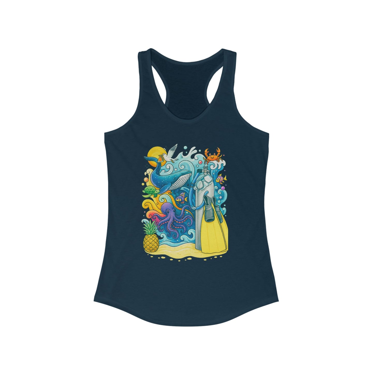 Scuba Diver Racerback Tank, Summer Top, Gift for Ocean Lovers, Ocean Days, Vacation Days, Girls who Scuba, Gift for Scuba Divers