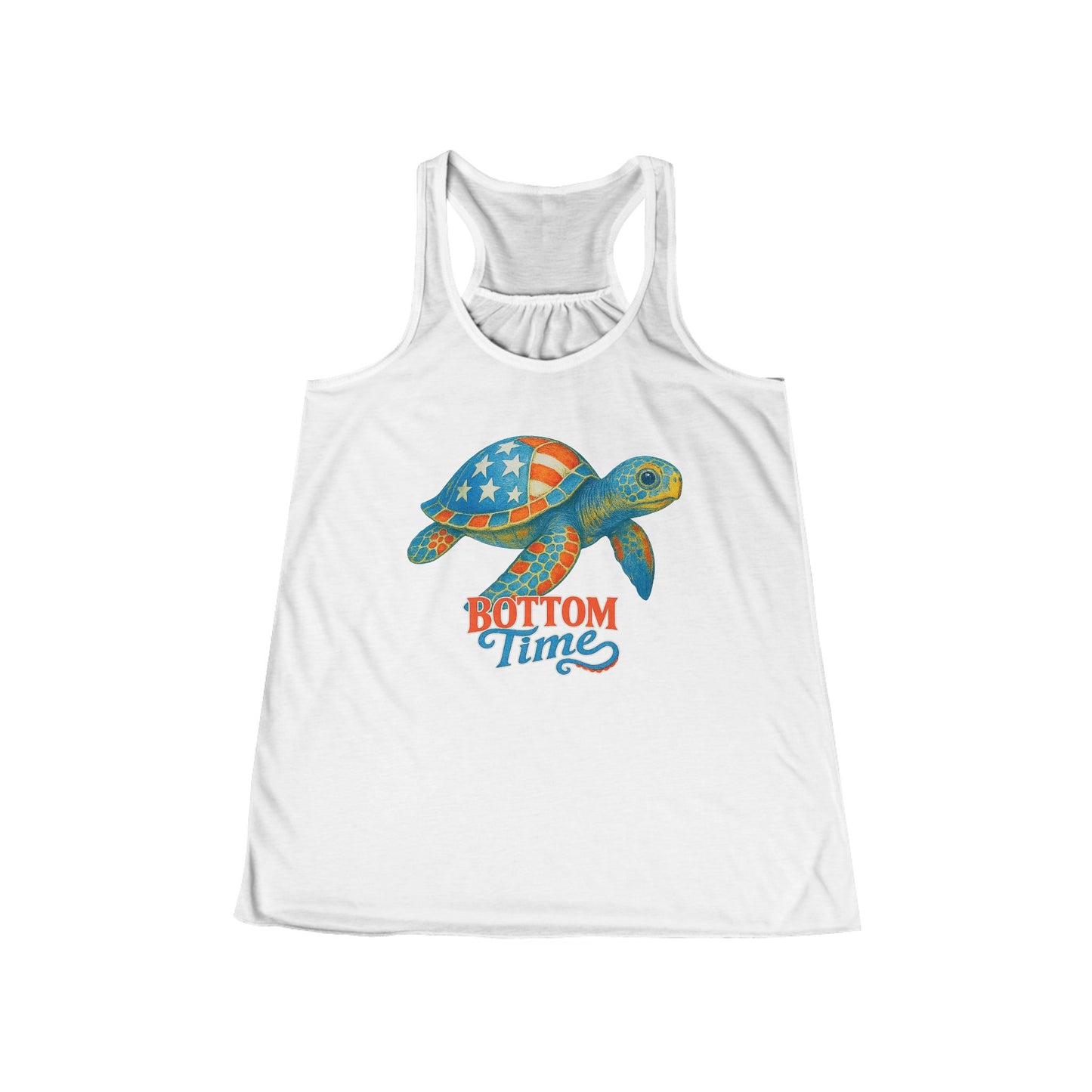 July 4th Tank, Patriot Sea Turtle Women's Flowy Tank Top, Independence Day Apparel, Summer Fashion, Beachwear, Gift for Sea Turtle Lovers, Casual Wear