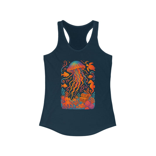 Colorful Jellyfish Women's Racerback Tank for Beach Days, Summer Fun, Ocean Lovers, Gifts, Casual Wear