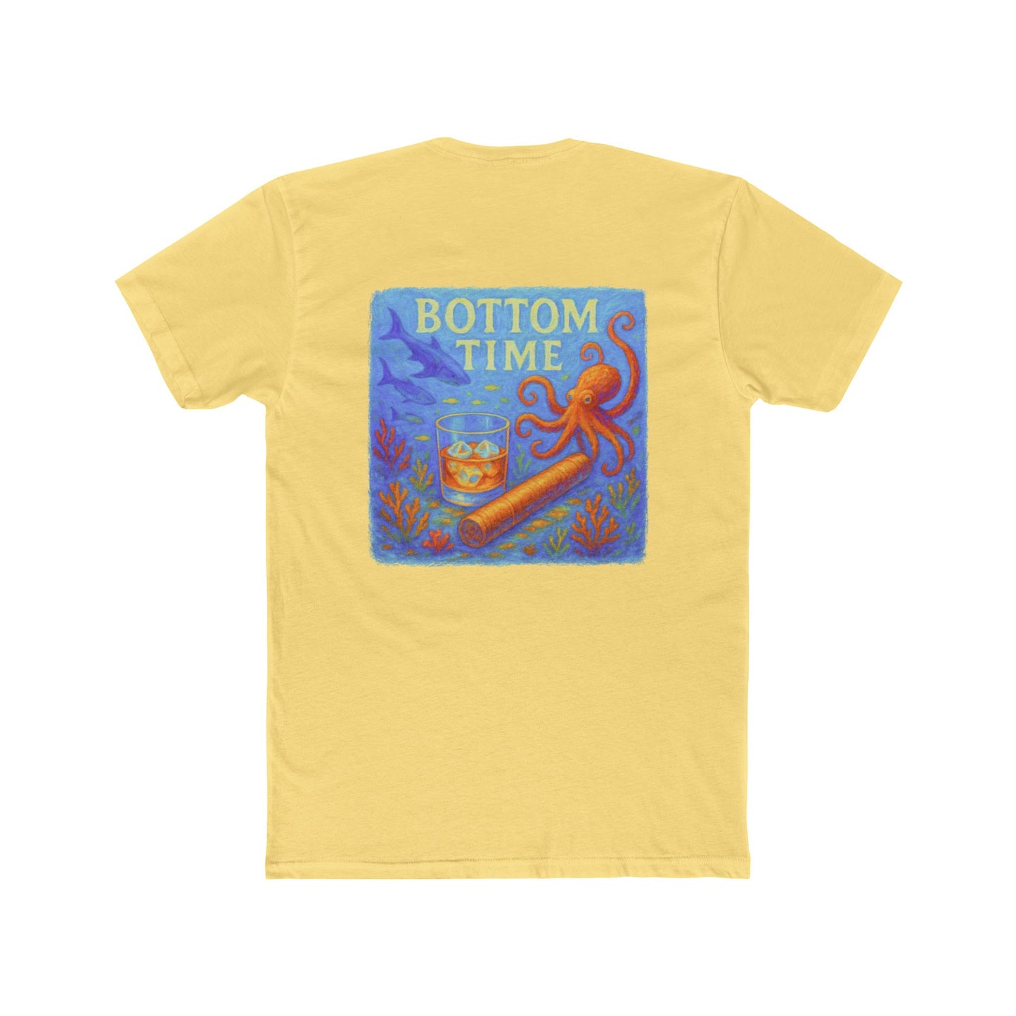 Shark Week Tee - Perfect for Summer, Casual Outings, Drinking tee, Octopus Tee, Cigar lovers gift, Gift for Ocean Lovers, Octopus tee, boating tee, Bottom Time T-Shirt, Vintage Style Tee