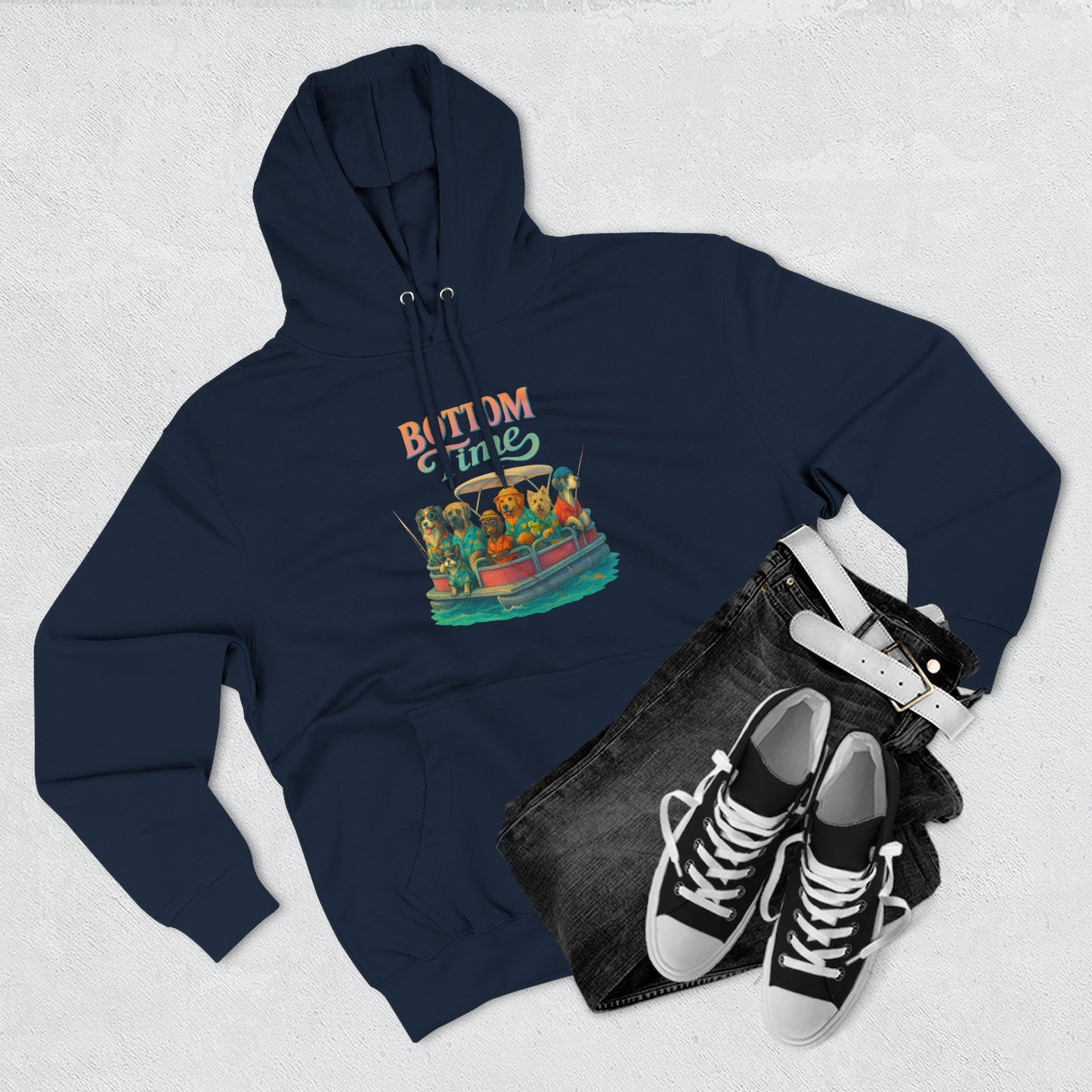 Colorful Three-Panel Fleece Hoodie - Cozy Sweatshirt, gift for friends, ocean wear, fathers day, Perfect for boat days, Gift for Friends, dog Lovers, gift for boaters, fishing sweatshirt