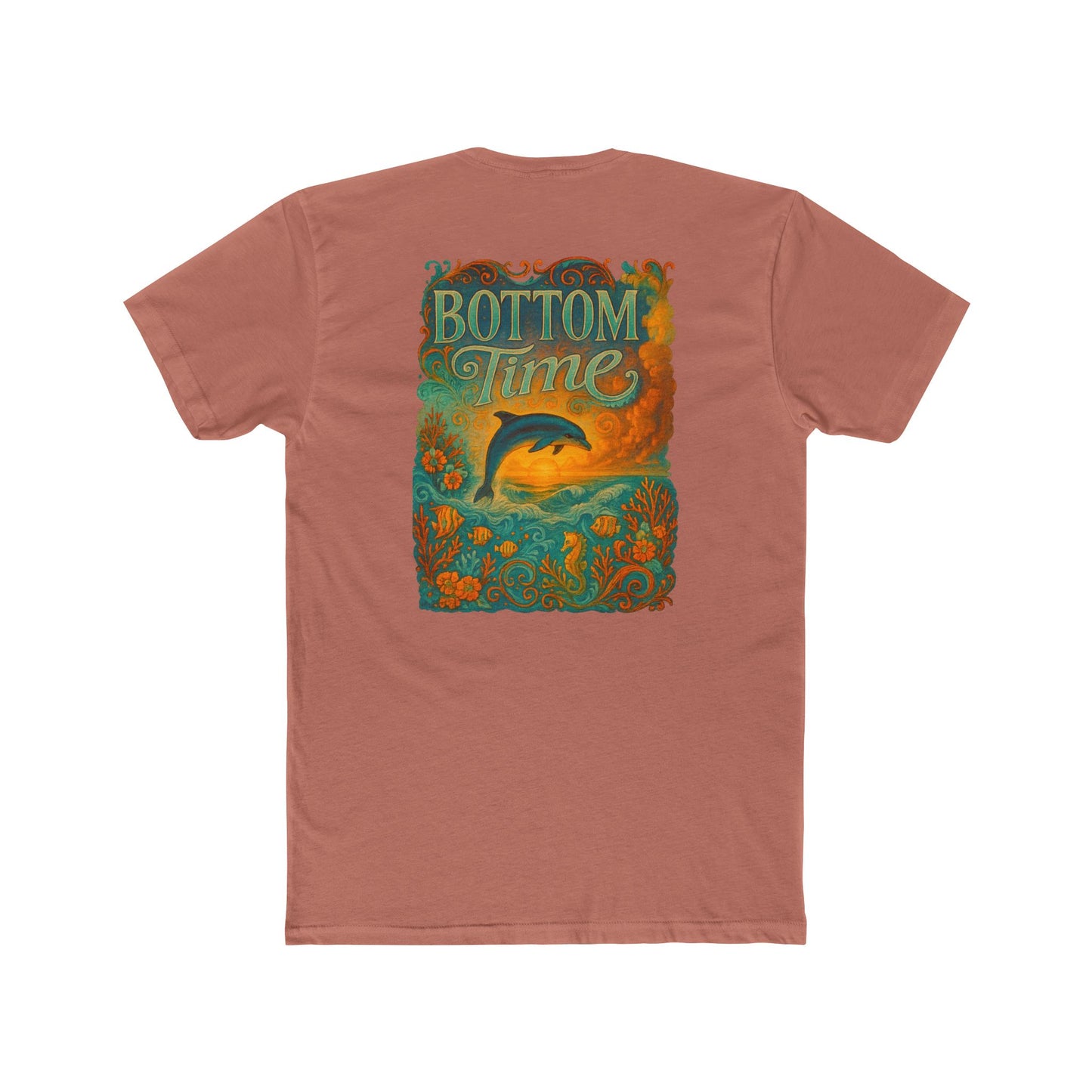 Dolphin Sunset Crew Tee - Beach Vibes, Ocean Lover Shirt, Gift for Divers, Casual Wear, Summer T-Shirt