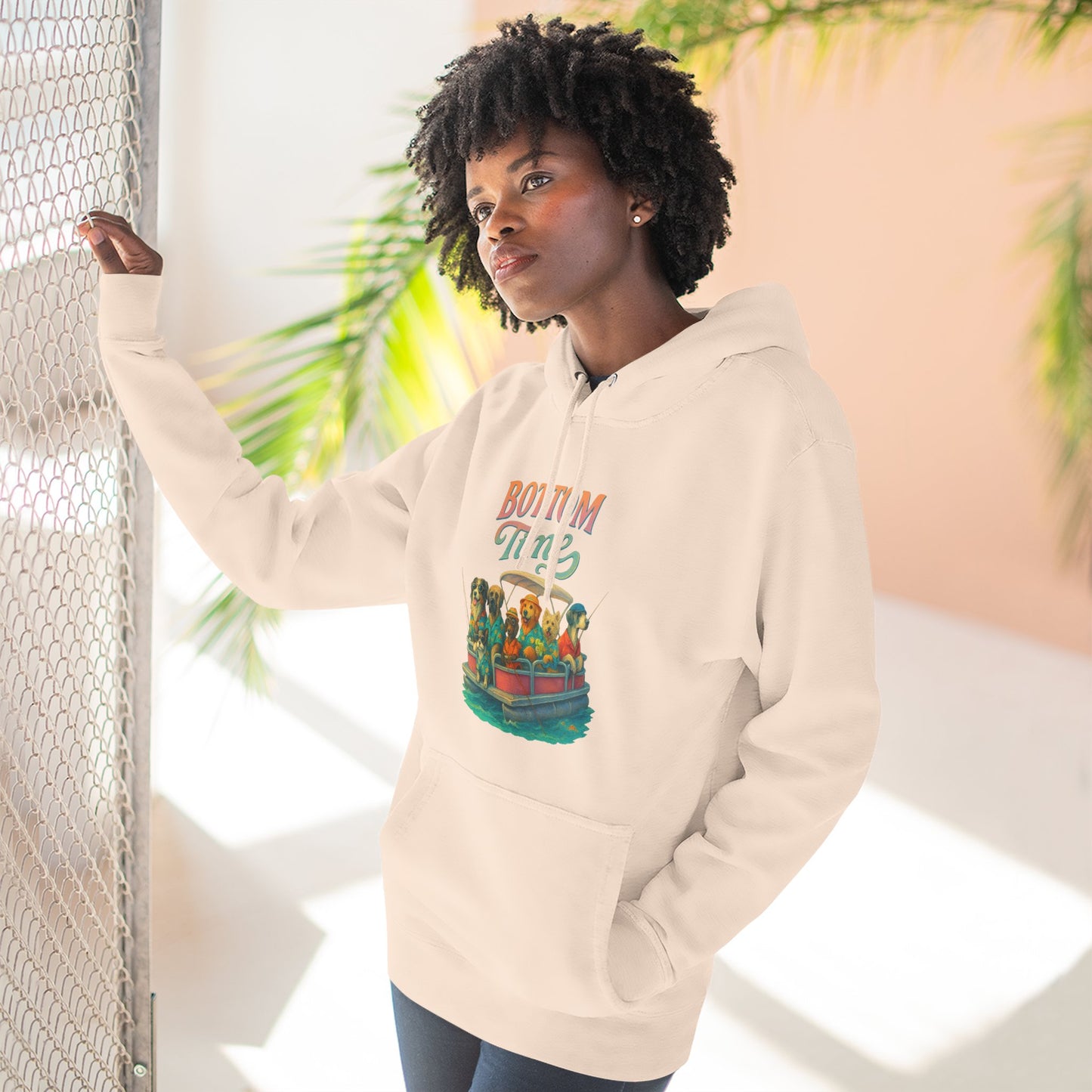 Colorful Three-Panel Fleece Hoodie - Cozy Sweatshirt, gift for friends, ocean wear, fathers day, Perfect for boat days, Gift for Friends, dog Lovers, gift for boaters, fishing sweatshirt