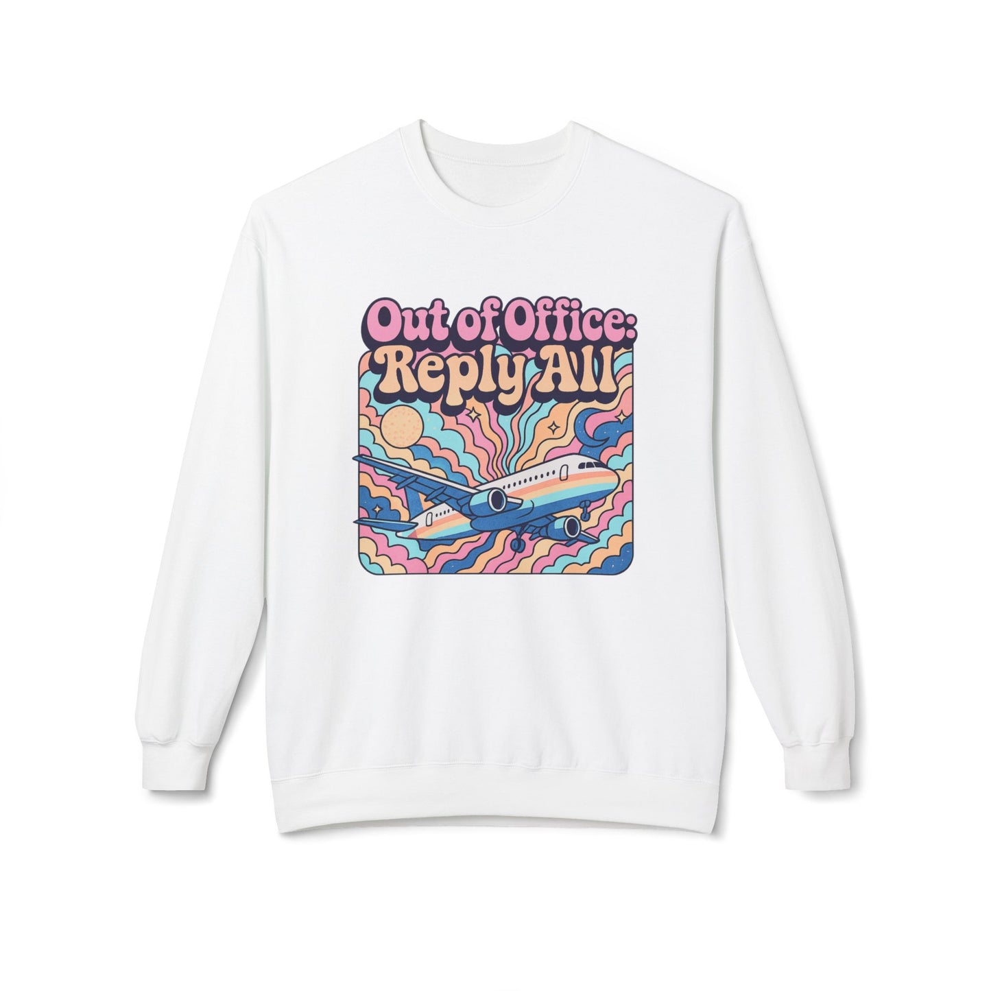 Unisex Fleece Sweatshirt: Out of Office Design, Cozy Travel Apparel, Perfect Gift for Professionals & Vacation Lovers! travel sweatshirt, vacation crew