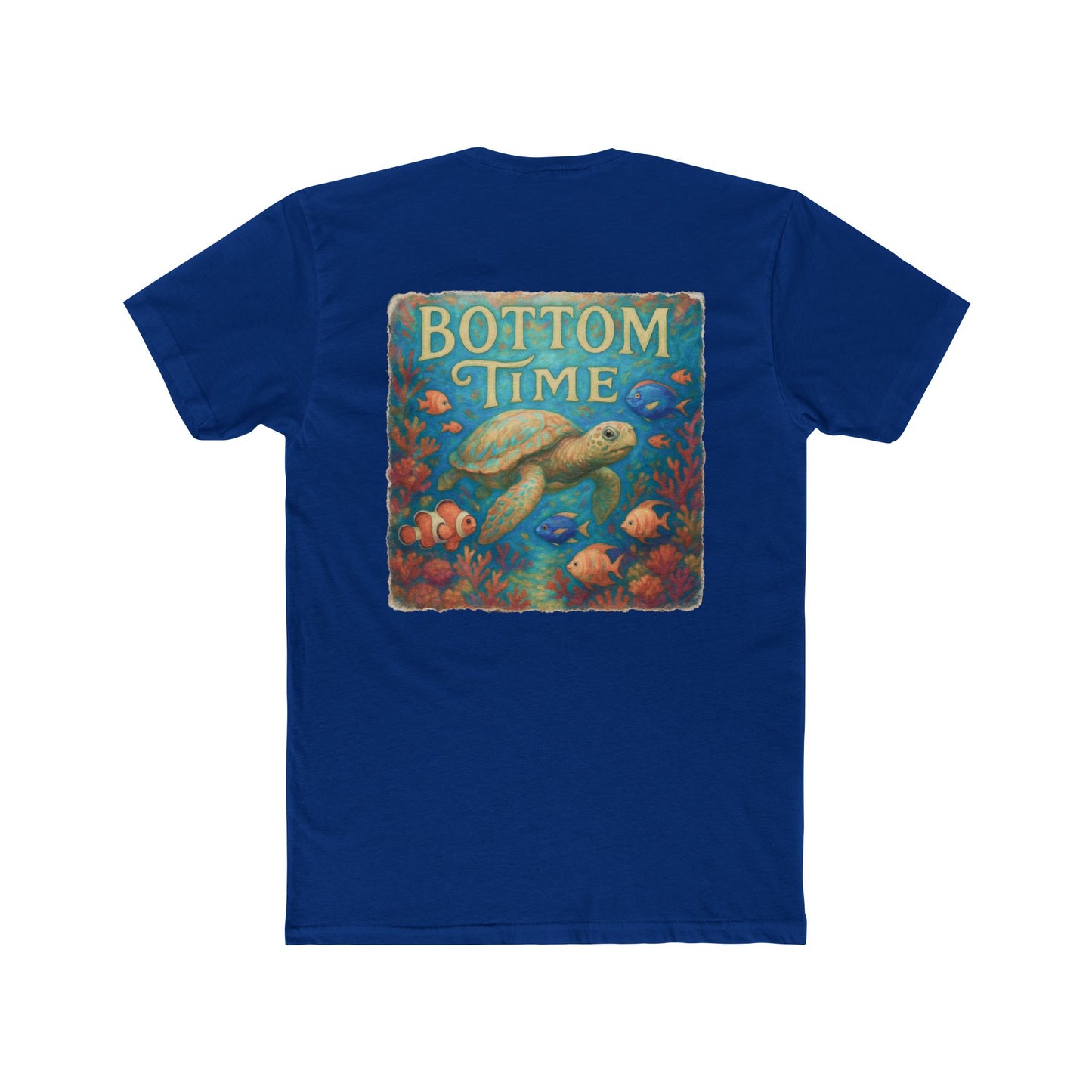 Dive Into Fun: 'Bottom Time' Unisex Sea Turtle Cotton Crew Tee - Perfect for Beach Days, Gifts for Divers, Summer Adventures, Casual Wear, gift for sea turtle lovers
