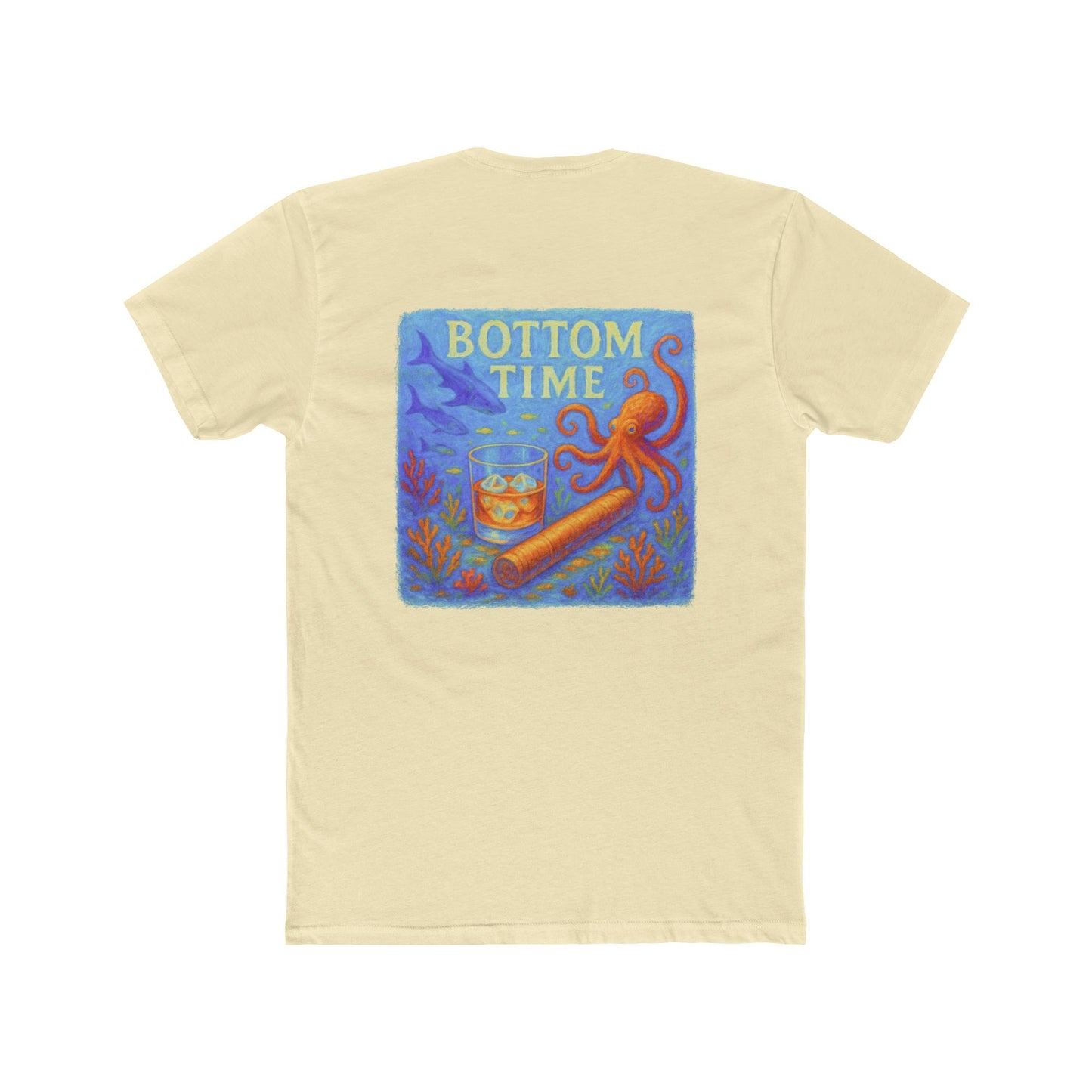 Shark Week Tee - Perfect for Summer, Casual Outings, Drinking tee, Octopus Tee, Cigar lovers gift, Gift for Ocean Lovers, Octopus tee, boating tee, Bottom Time T-Shirt, Vintage Style Tee