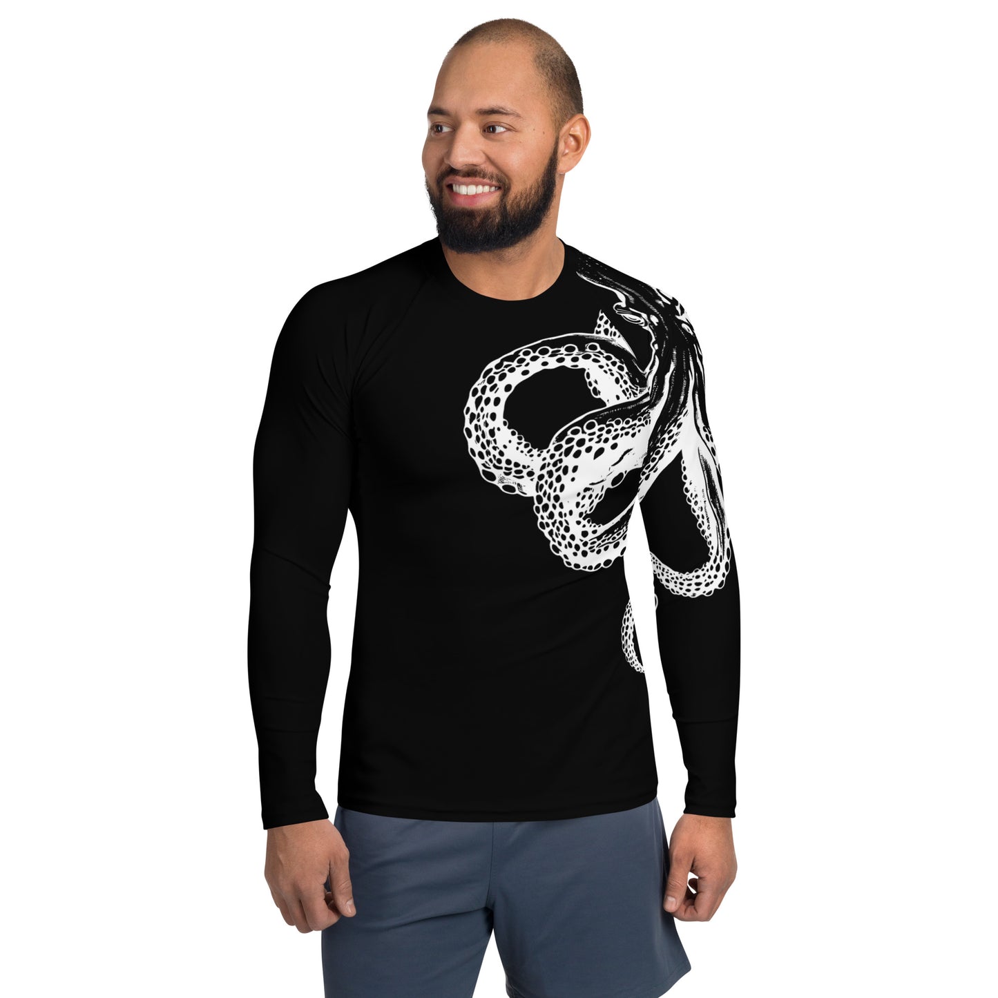 Bottom Time™ Eco-Friendly Men's Rash Guard, Octopus Shirt