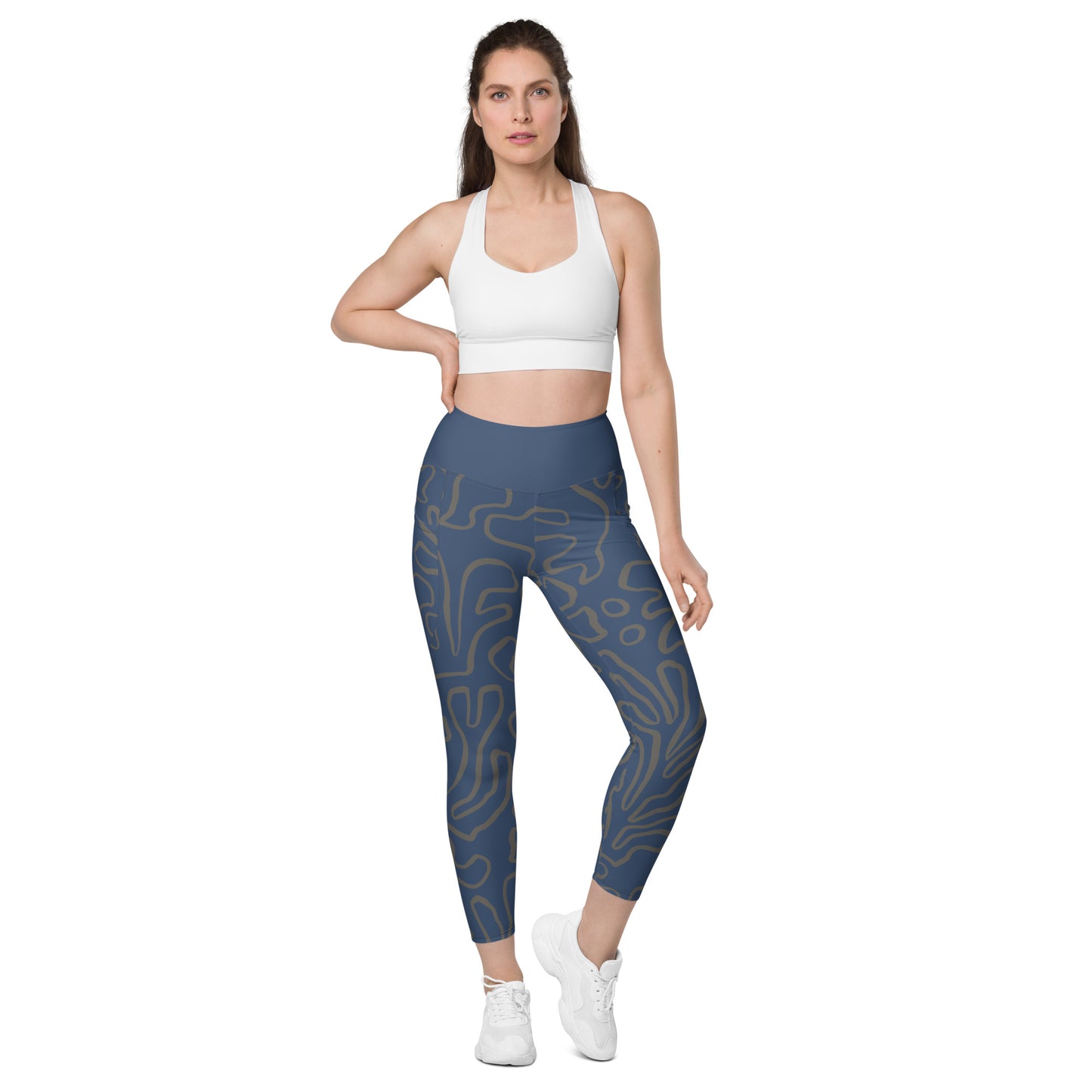 Bottom Time™ Eco-Friendly Dive Leggings, scuba pants with pockets, coral, blue, sets