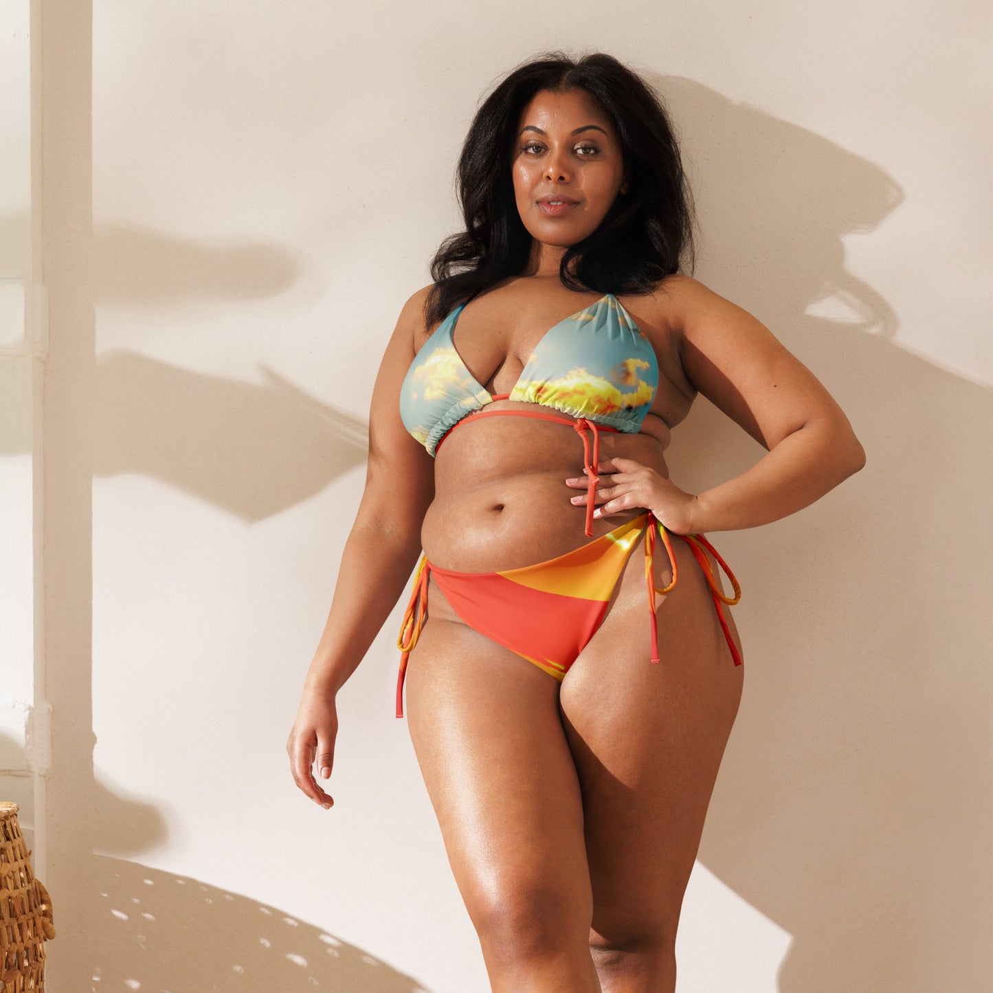 Strappy recycled string bikini, Custom, Sunset